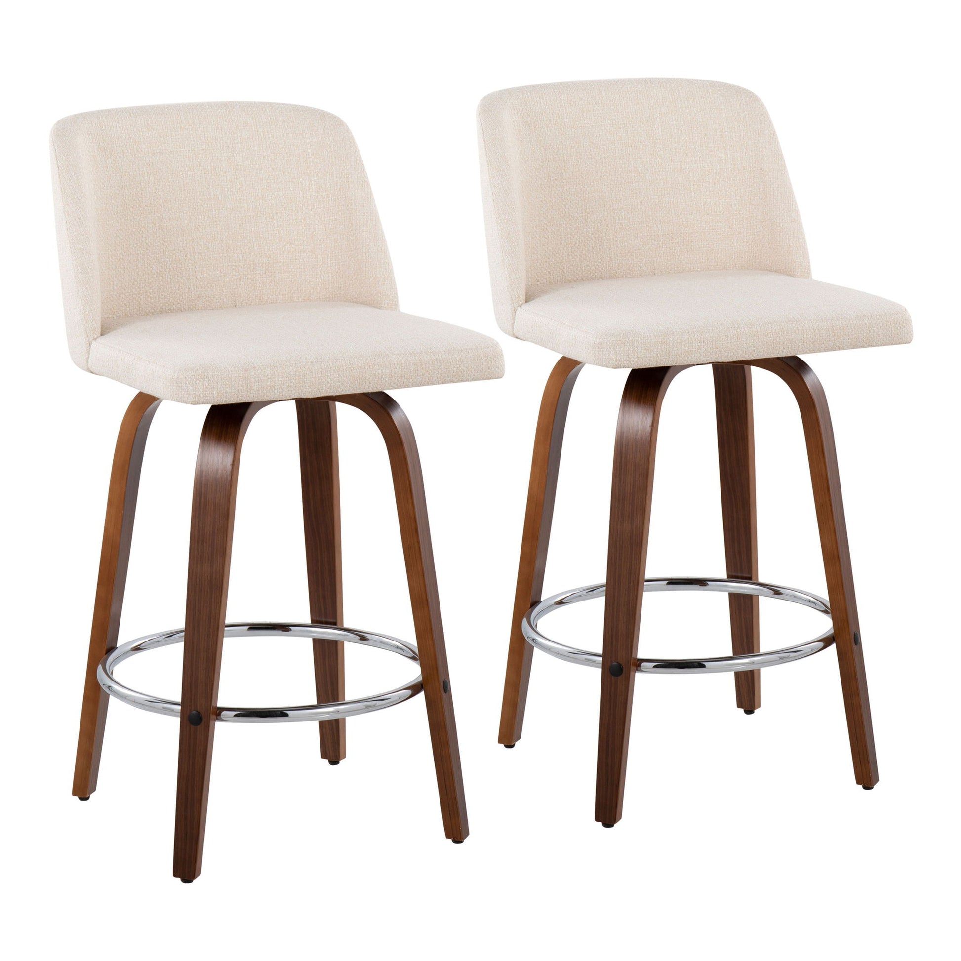 Toriano - Mid-Century Modern Fixed Height Counter Stool With Round Footrest (Set of 2) - Best Buy Furniture
