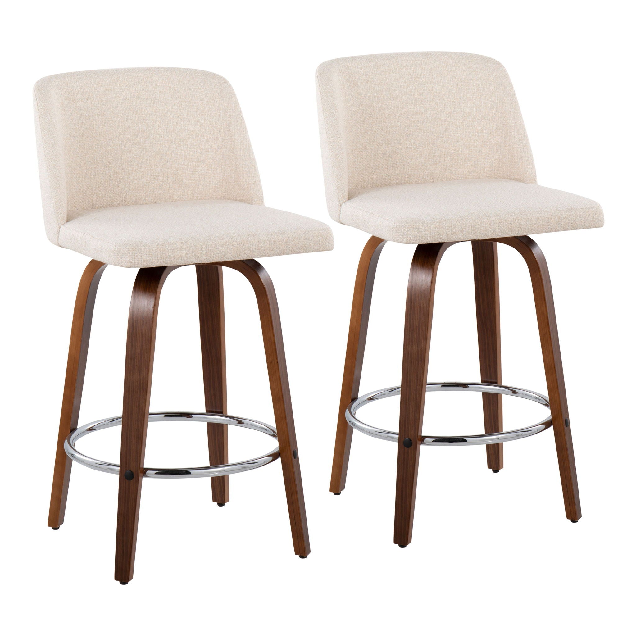 Toriano - Mid-Century Modern Fixed Height Counter Stool With Round Footrest (Set of 2) - Best Buy Furniture