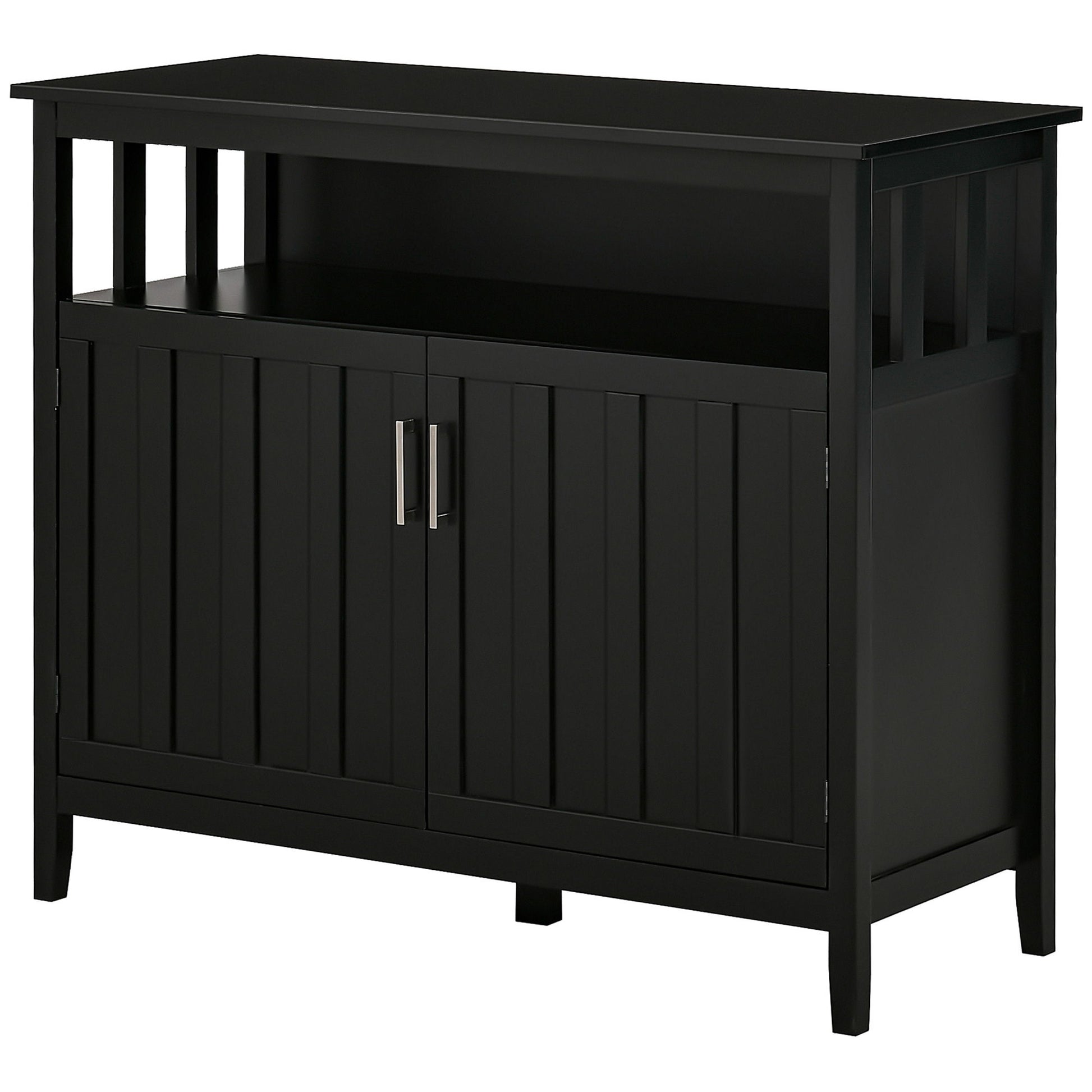 Homcom - Sideboard Buffet Cabinet, Kitchen Cabinet, Coffee Bar Cabinet With 2 Doors And Adjustable Shelves For Entryway Living Room - Black - Best Buy Furniture