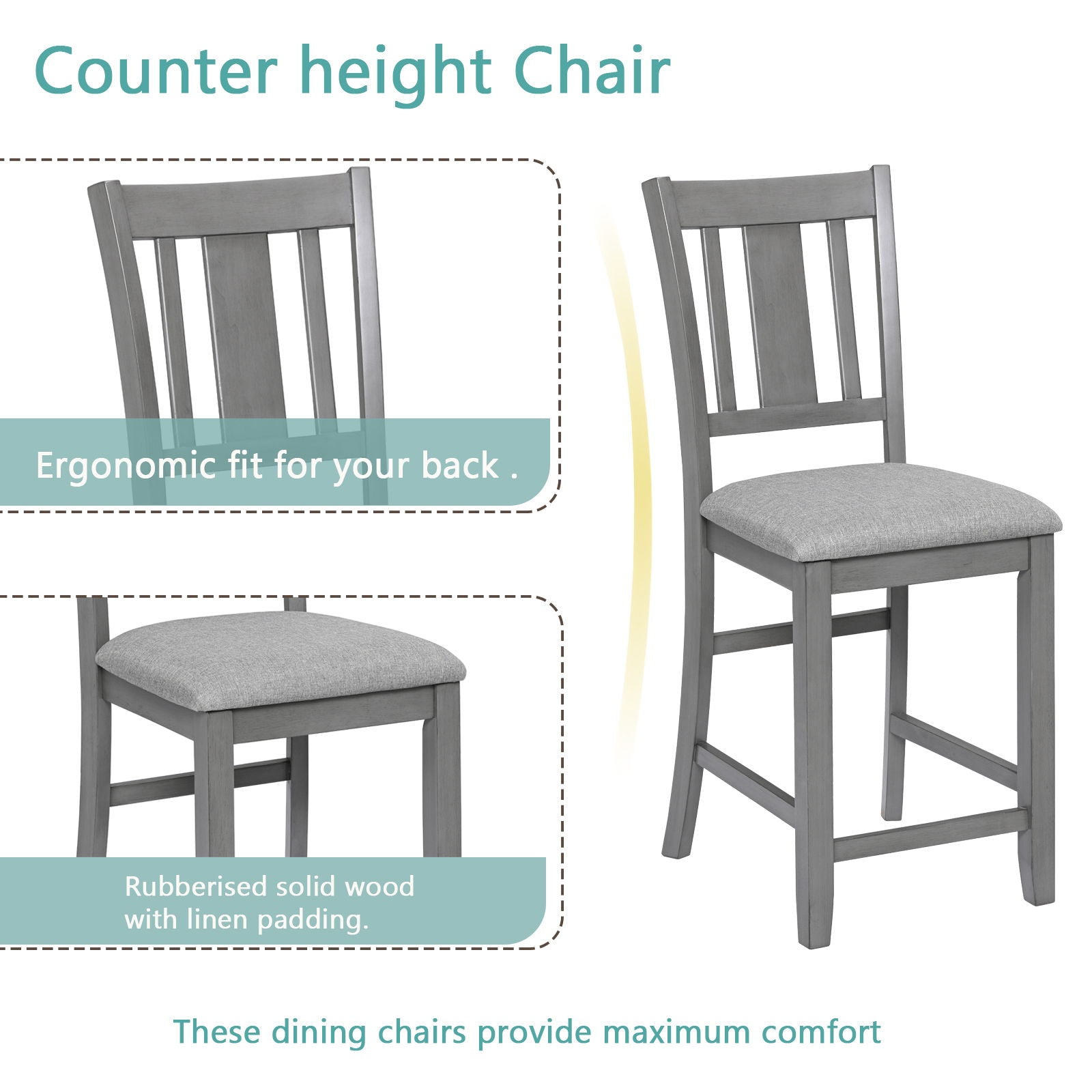 5 Pieces Dining Table Set, Counter Height Kitchen Table Set With Square Table And 4 Upholstered Chairs - Best Buy Furniture