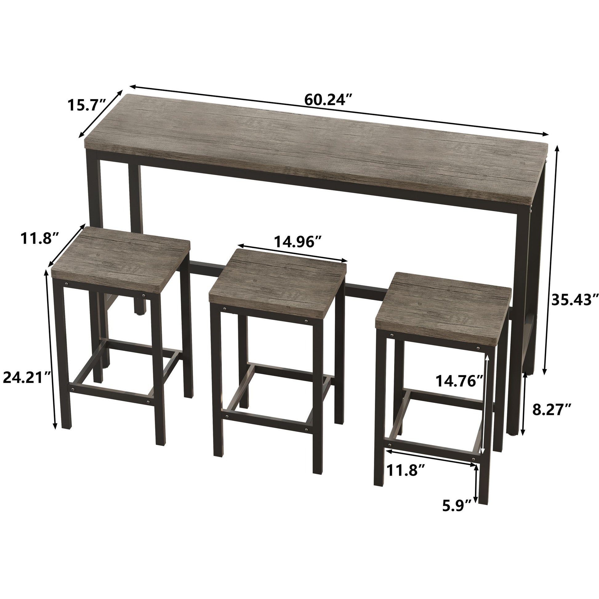 Modern Design Long Dining Table Set With 3 Stools - Best Buy Furniture