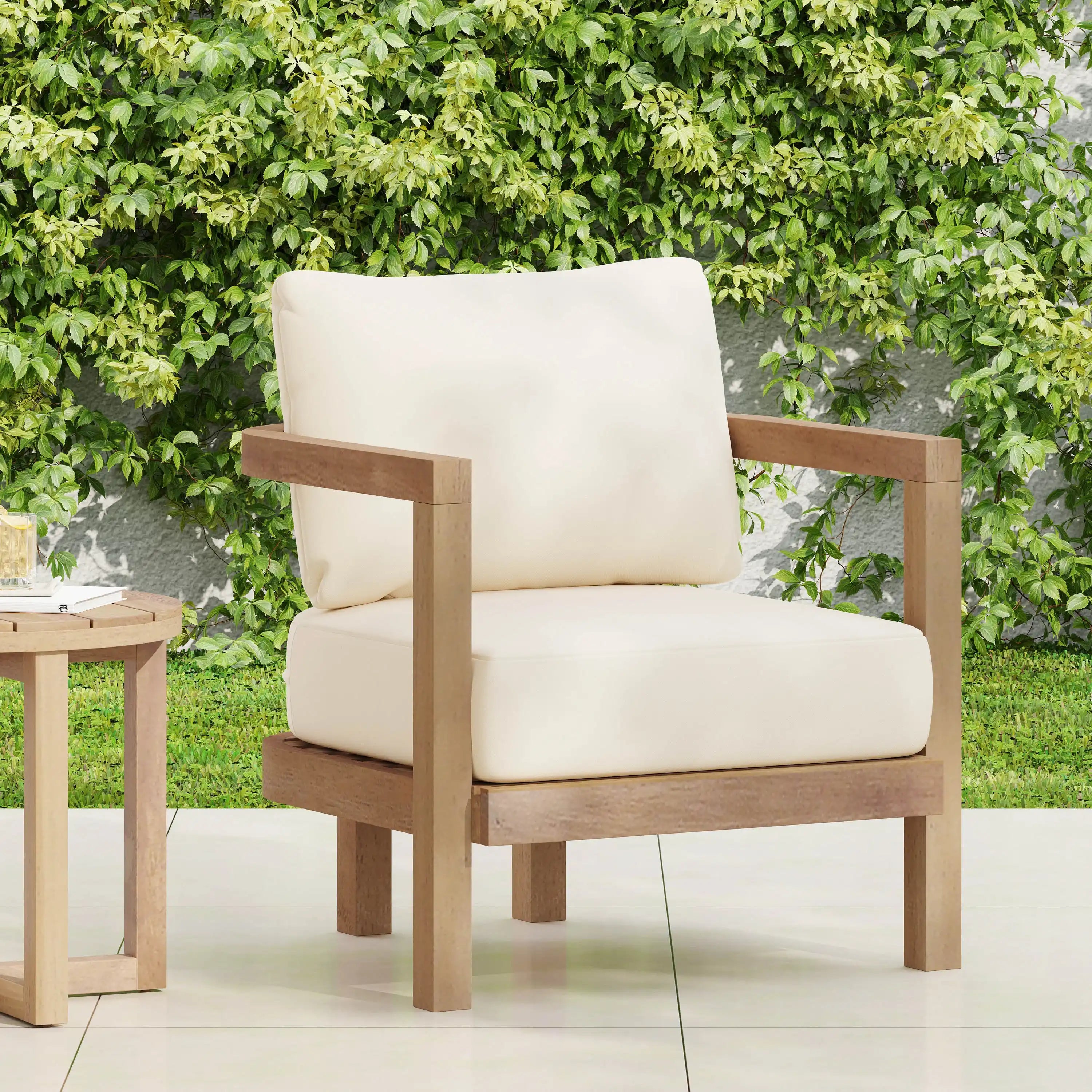 Laila Outdoor Acacia Wood Patio Club Chair - Best Buy Furniture