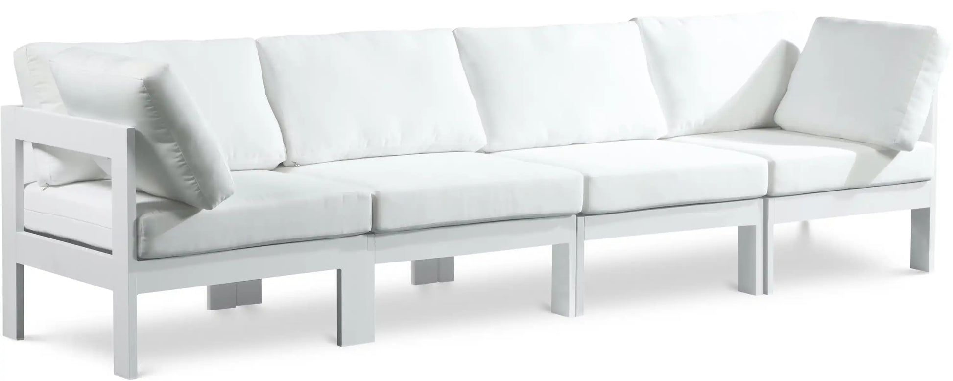 Nizuc - Outdoor Patio 4 Seat Modular Sofa With White Frame - Best Buy Furniture