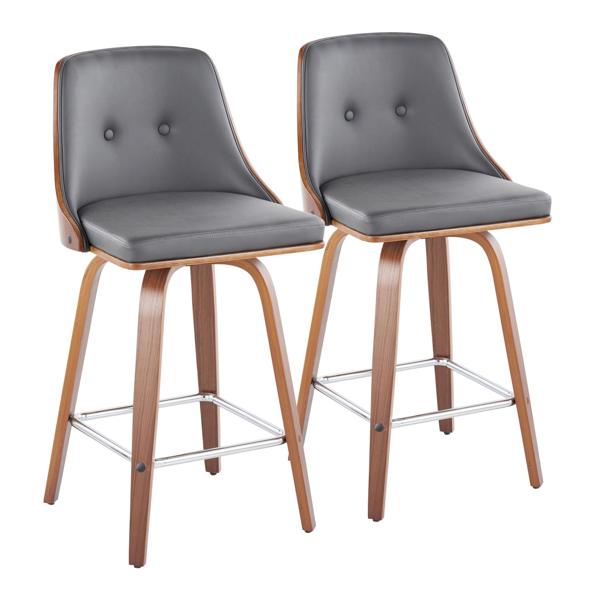Gianna - Mid Century Modern Fixed Height Counter Stool With Swivel With Square Footrest (Set of 2) - Best Buy Furniture