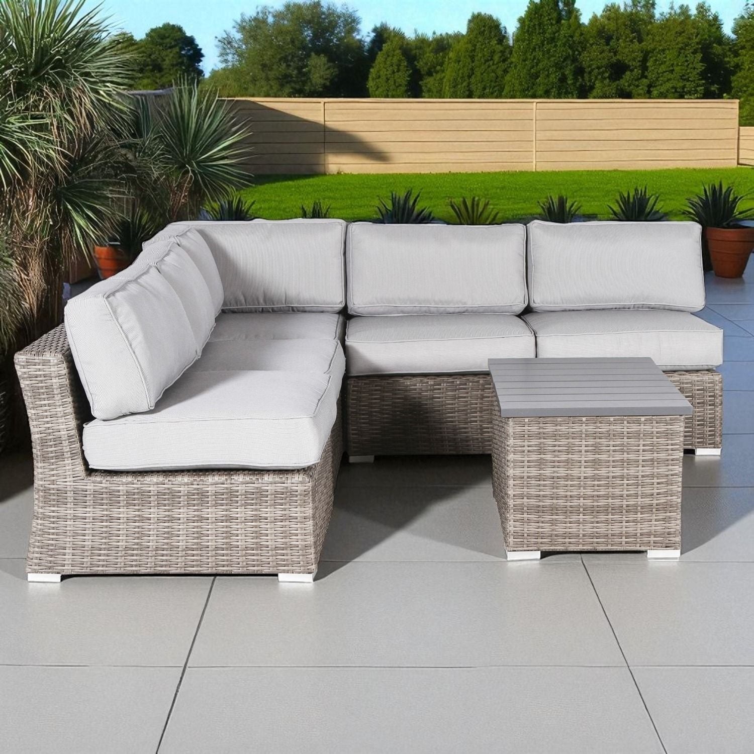 Wicker Sectional Sofa With Cushions And Table - Best Buy Furniture