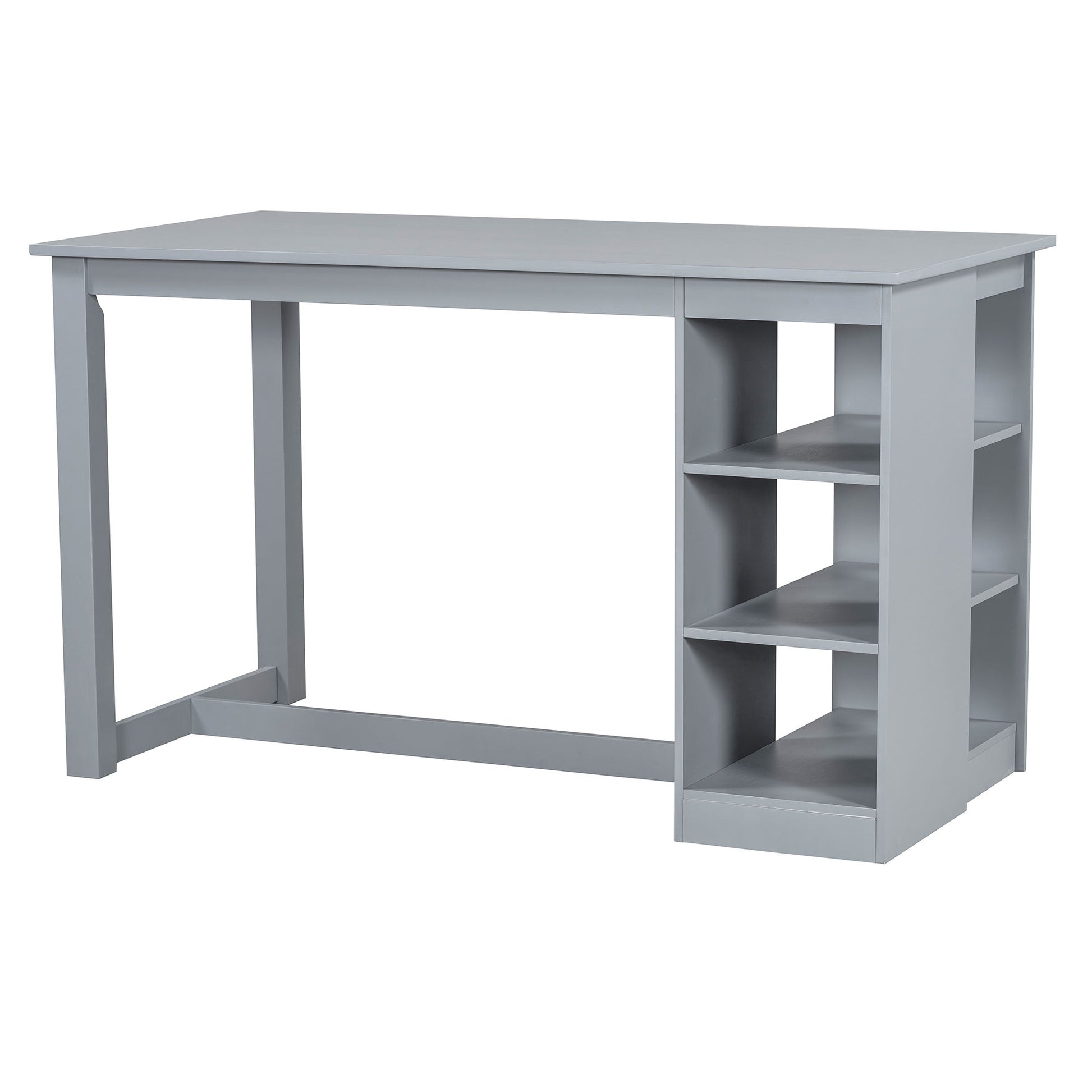 Solid Wood Farmhouse Counter Height Dining Table Set With 3 Tier Storage Shelves - Best Buy Furniture