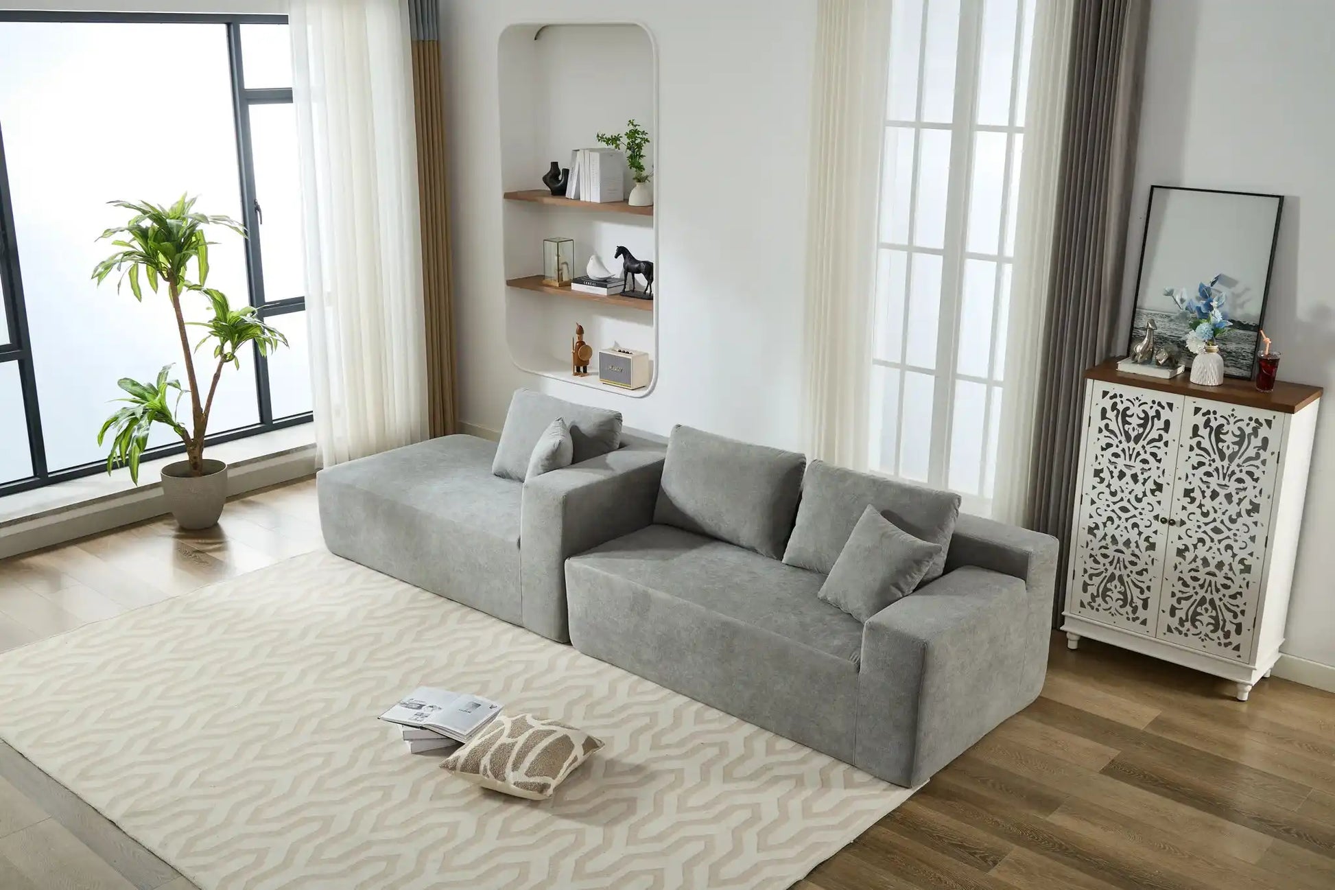 Beige Chenille Compressible Sofa - Gray - Best Buy Furniture