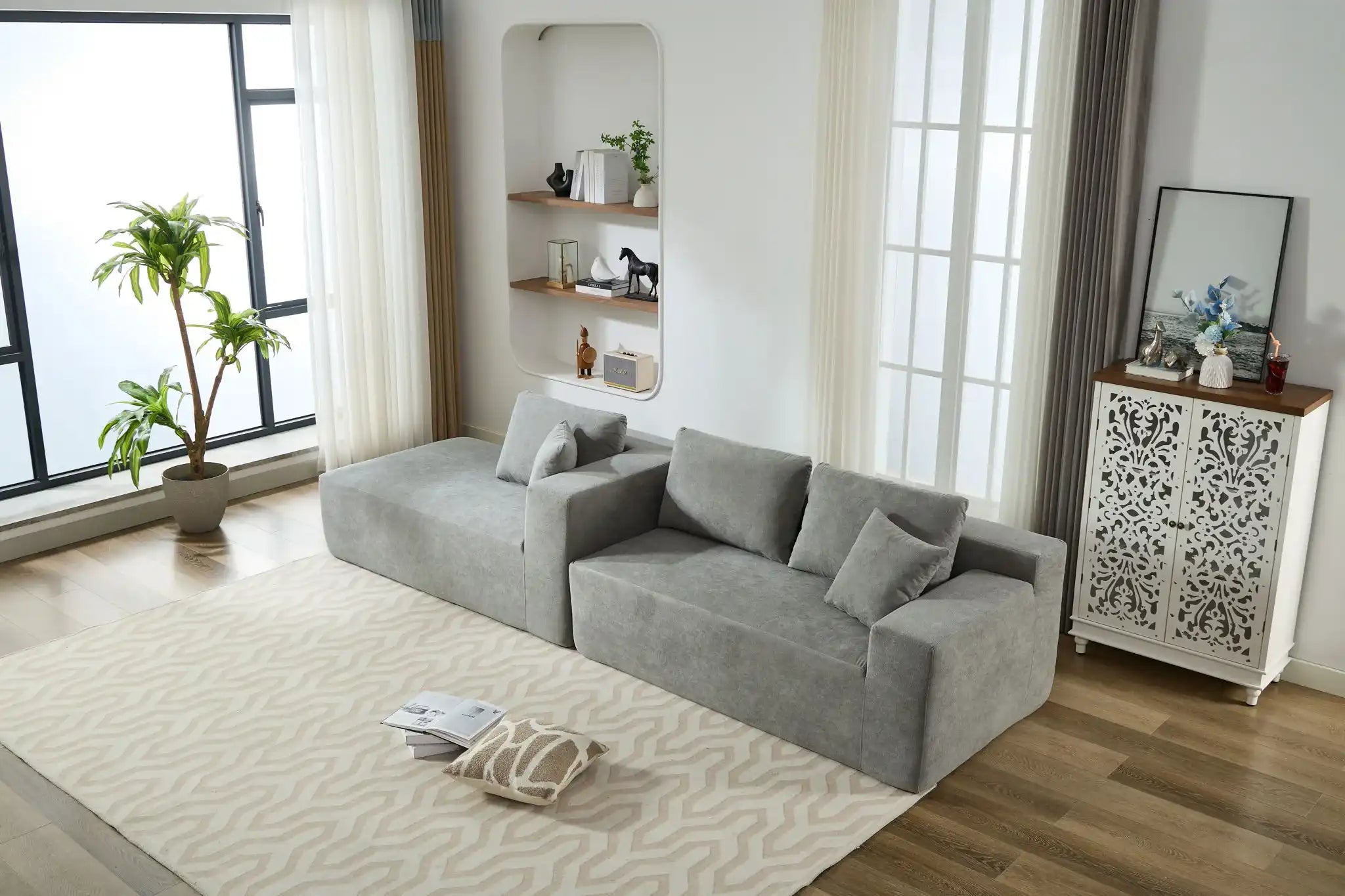 Beige Chenille Compressible Sofa - Gray - Best Buy Furniture