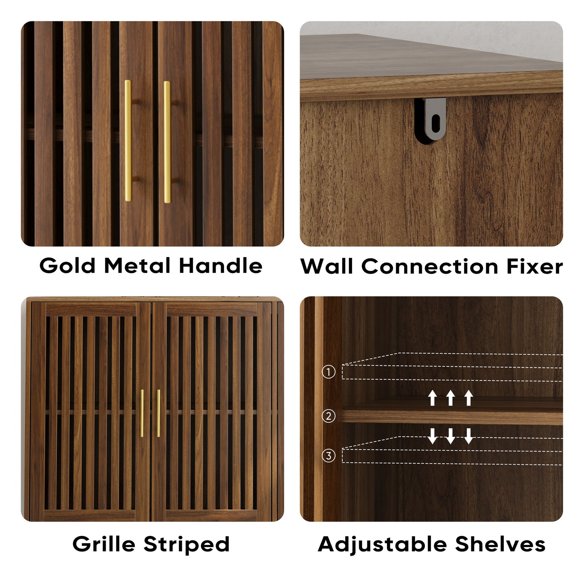 Grille Striped Sideboard Buffet Cabinet With Storage - Best Buy Furniture