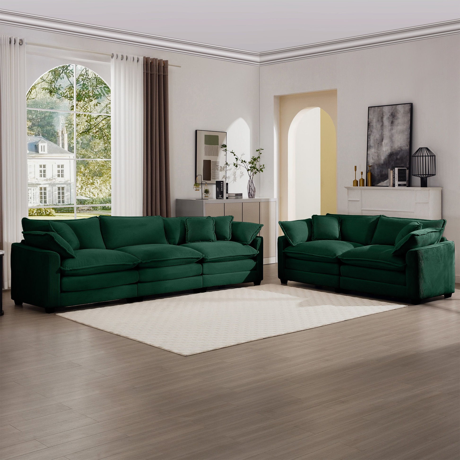 Elegant Corduroy Oversized Sectional Sofa Set With Deep Seats And Flexible Layout - Best Buy Furniture