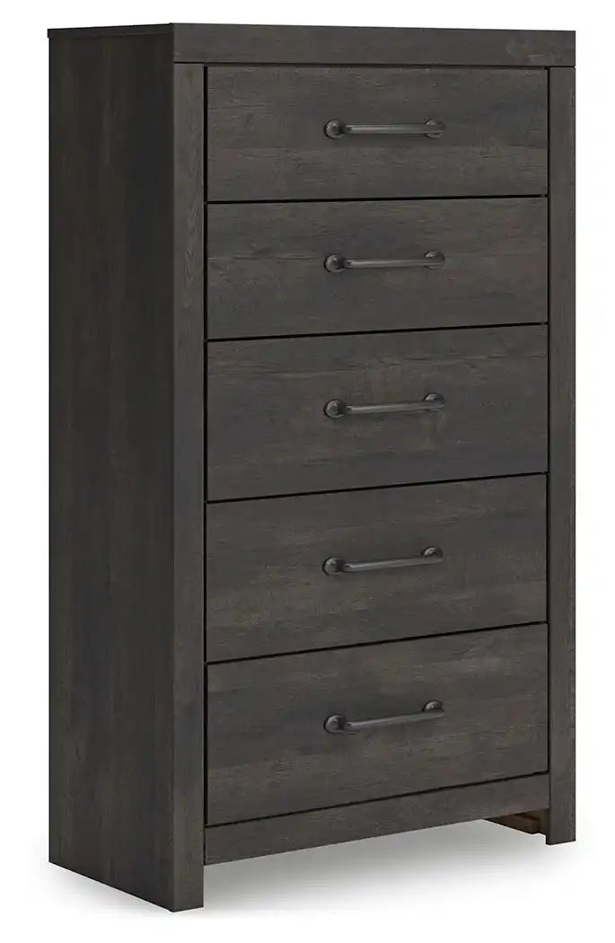 Hollivern - Five Drawer Chest - Dark Gray - Best Buy Furniture