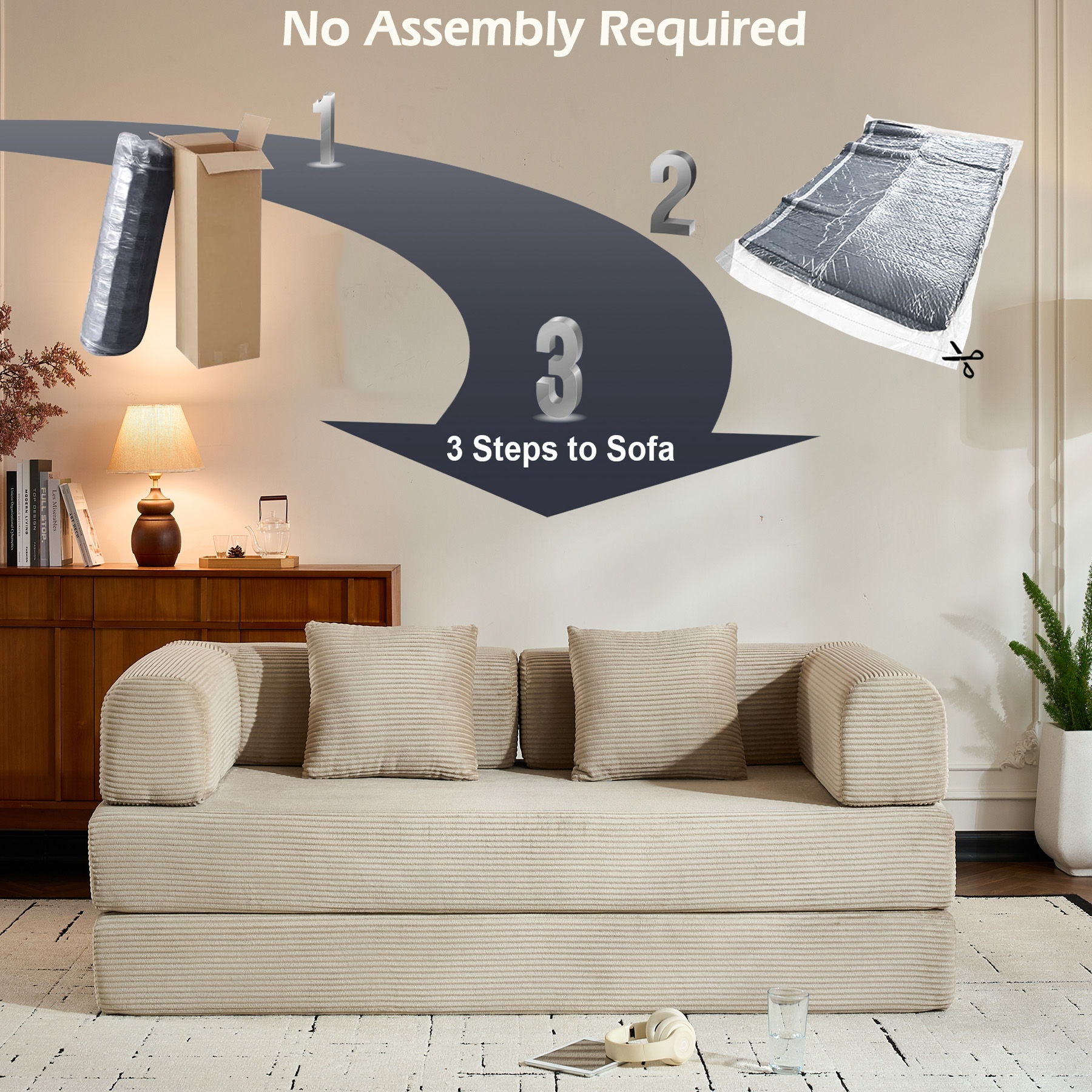 Convertible Sleeper Sofa Bed With Cylindrical Pillow, With Fixed Shape Frame - Best Buy Furniture