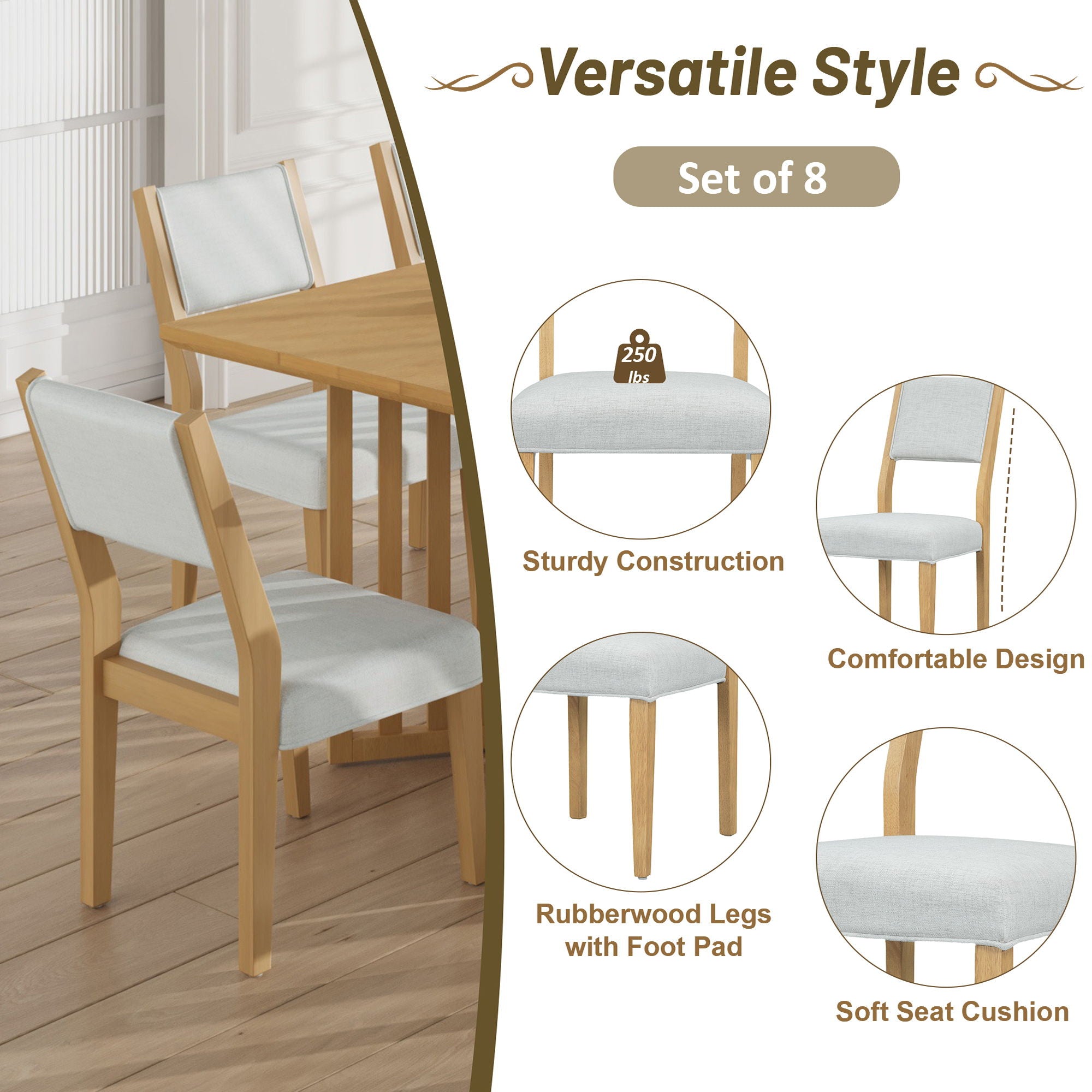 Topmax - 9 Piece Farmhouse Extendable Dining Table Set With 2 Removable Leaves And 8 Upholstered Dining Chairs - Best Buy Furniture