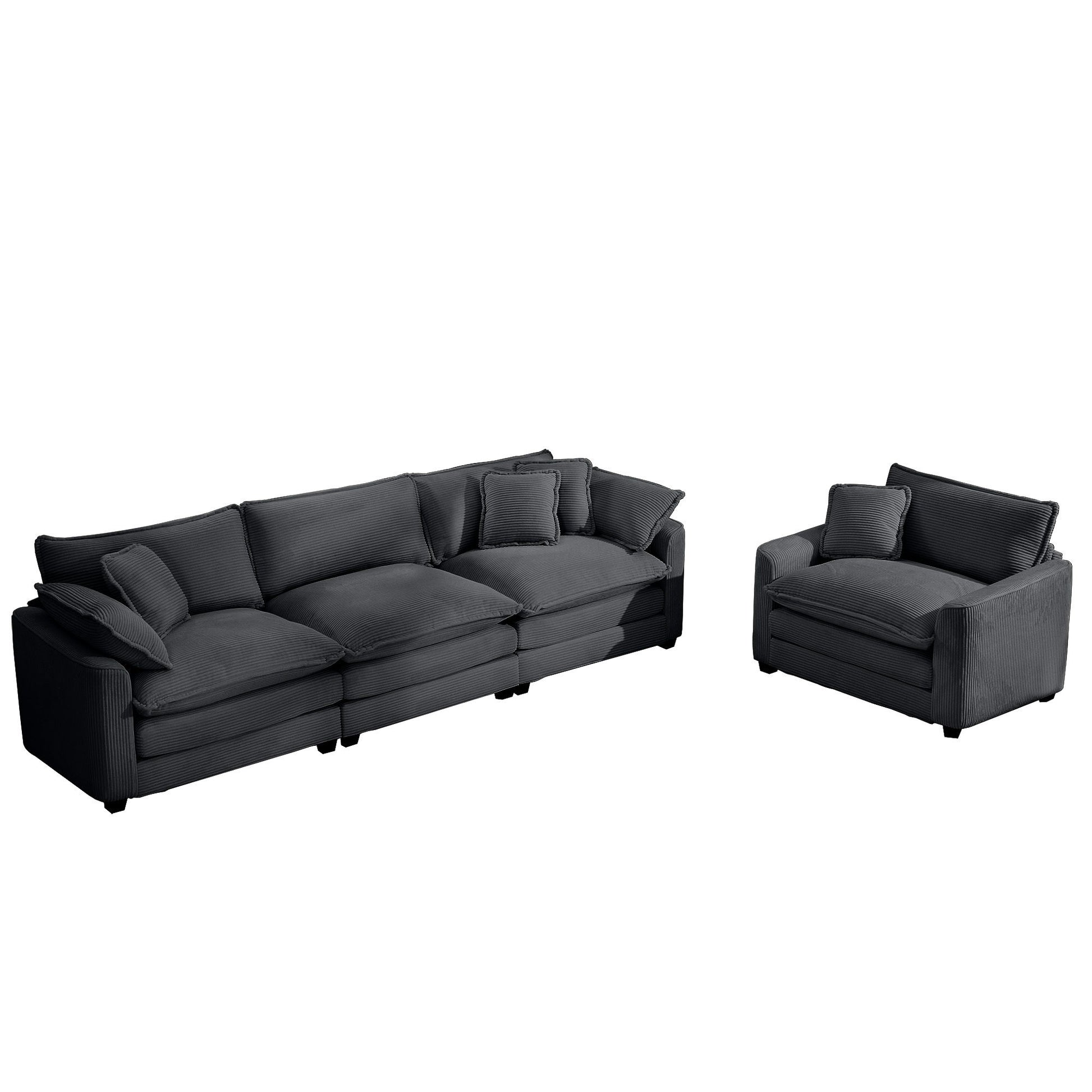 Elegant Corduroy Oversized Sectional Sofa Set With Deep Seats And Flexible Layout - Best Buy Furniture