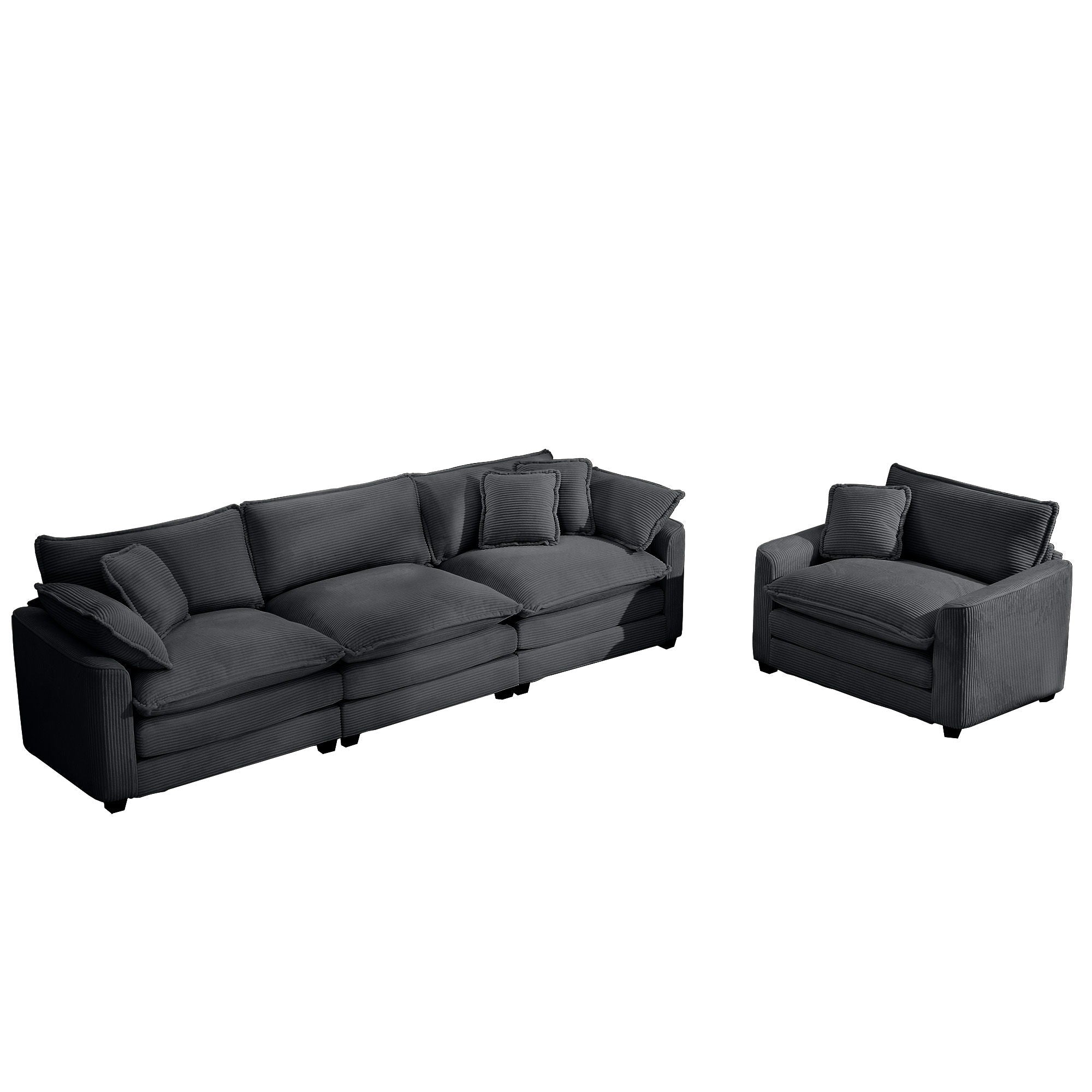 Elegant Corduroy Oversized Sectional Sofa Set With Deep Seats And Flexible Layout - Best Buy Furniture