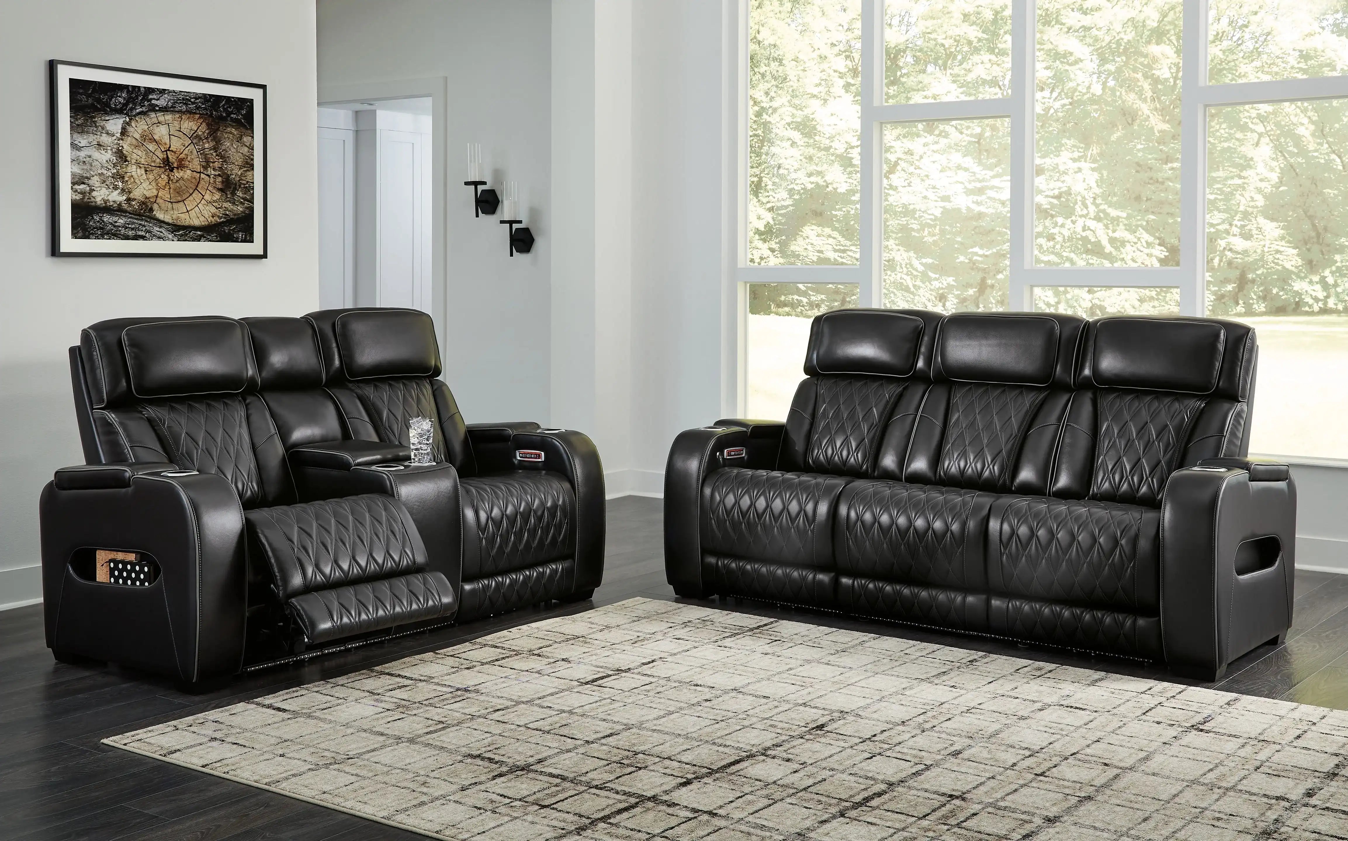 Boyington - 2 Pc. - Power Reclining Sofa And Loveseat - Black - Best Buy Furniture