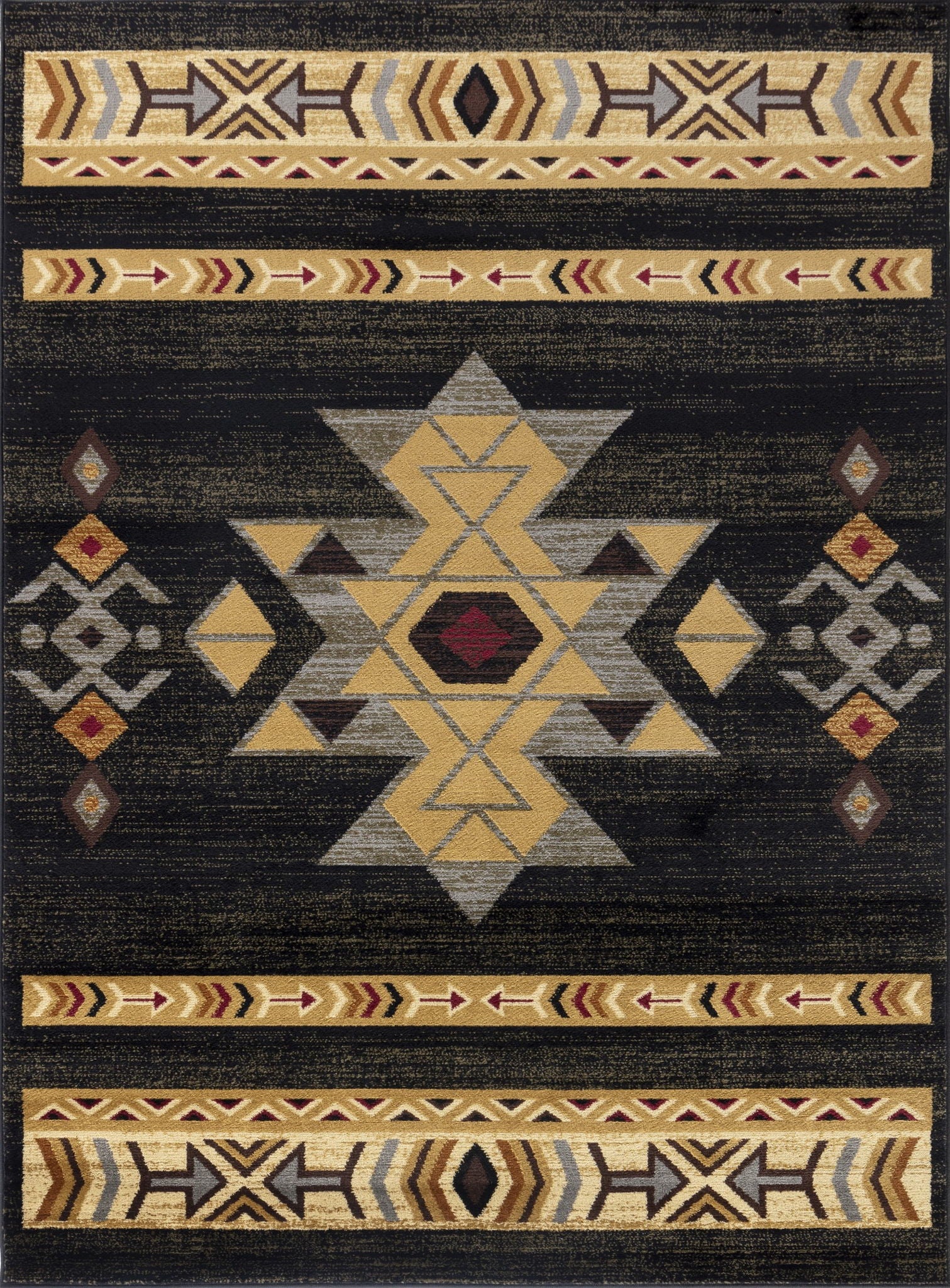Tribes - 5'3" X 7'3" Southwest Area Rug - Black - Best Buy Furniture