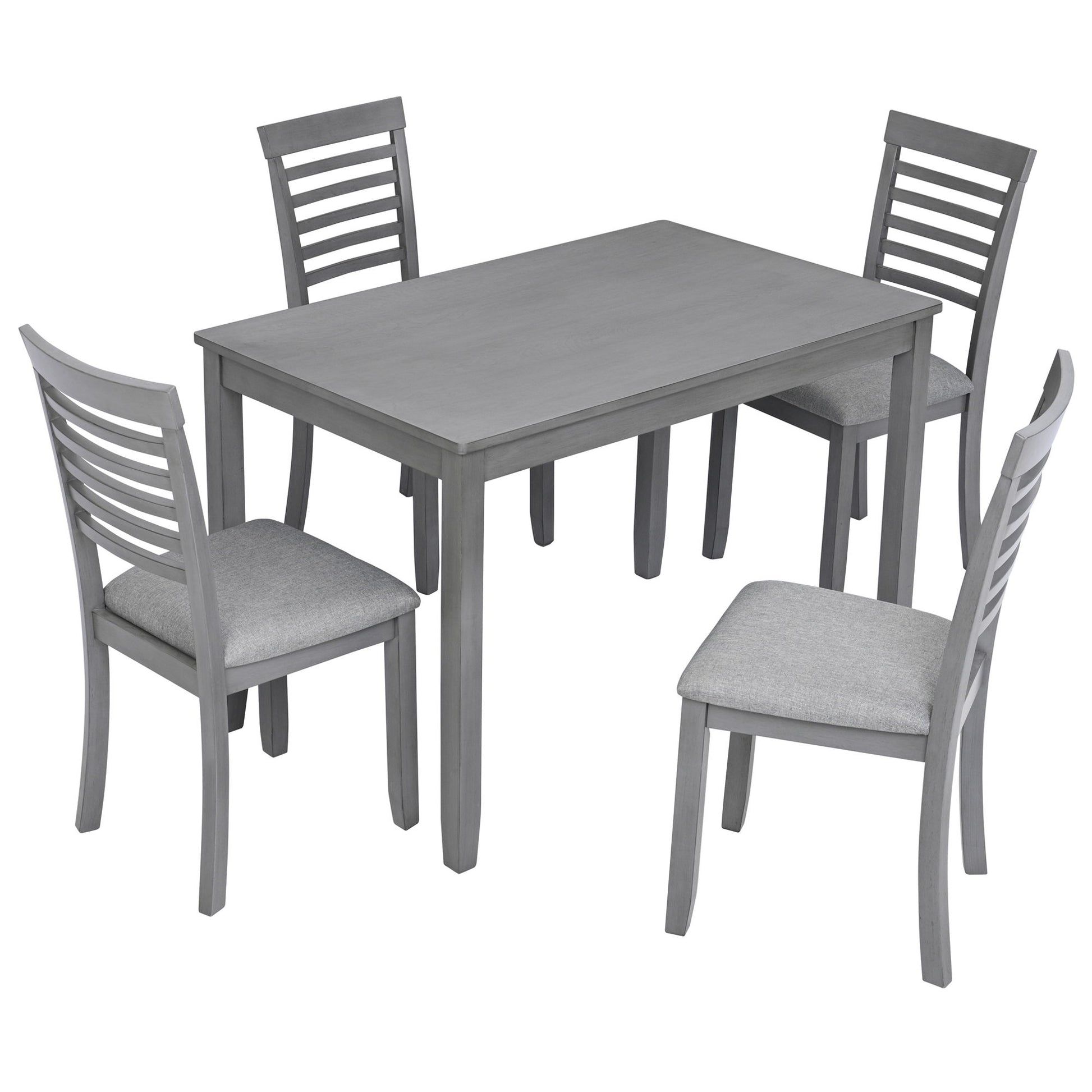5 Pieces Modern Dining Set, Rectangular Wooden Dining Table With 4 Upholstered Chairs - Best Buy Furniture