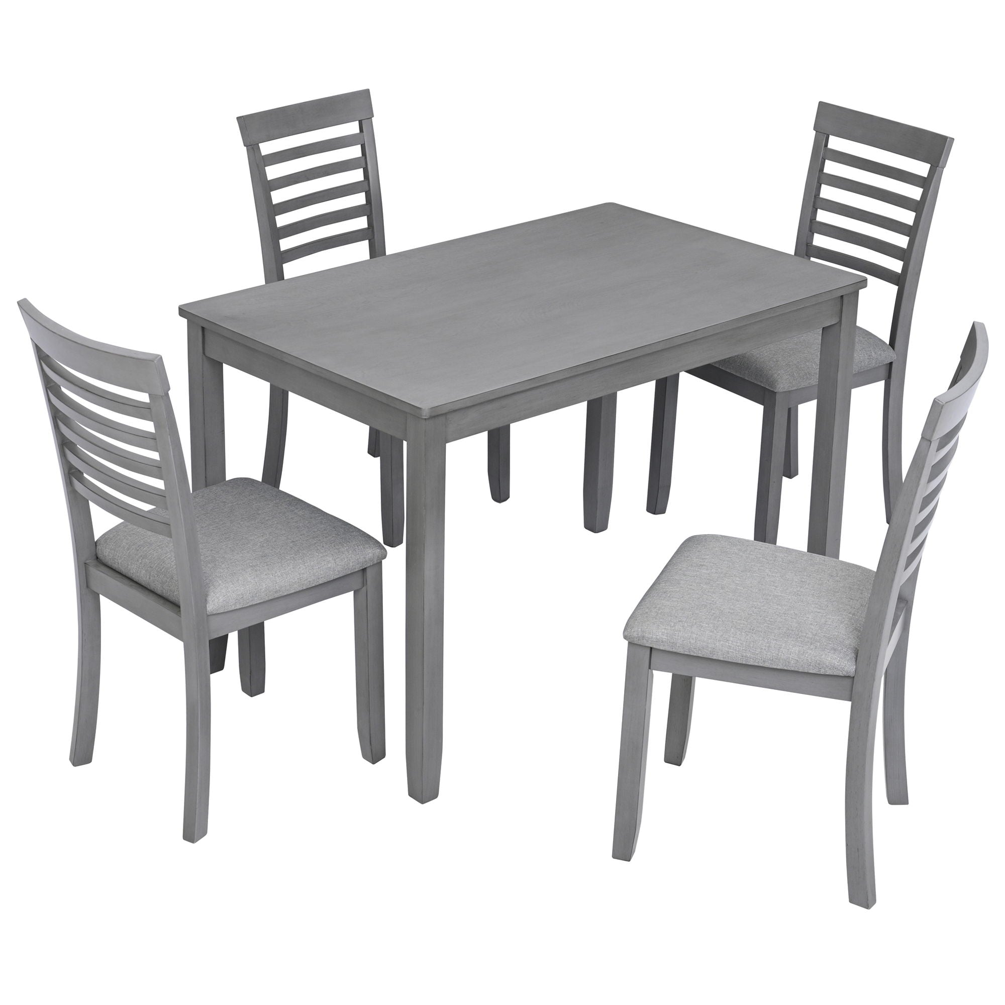 5 Pieces Modern Dining Set, Rectangular Wooden Dining Table With 4 Upholstered Chairs - Best Buy Furniture