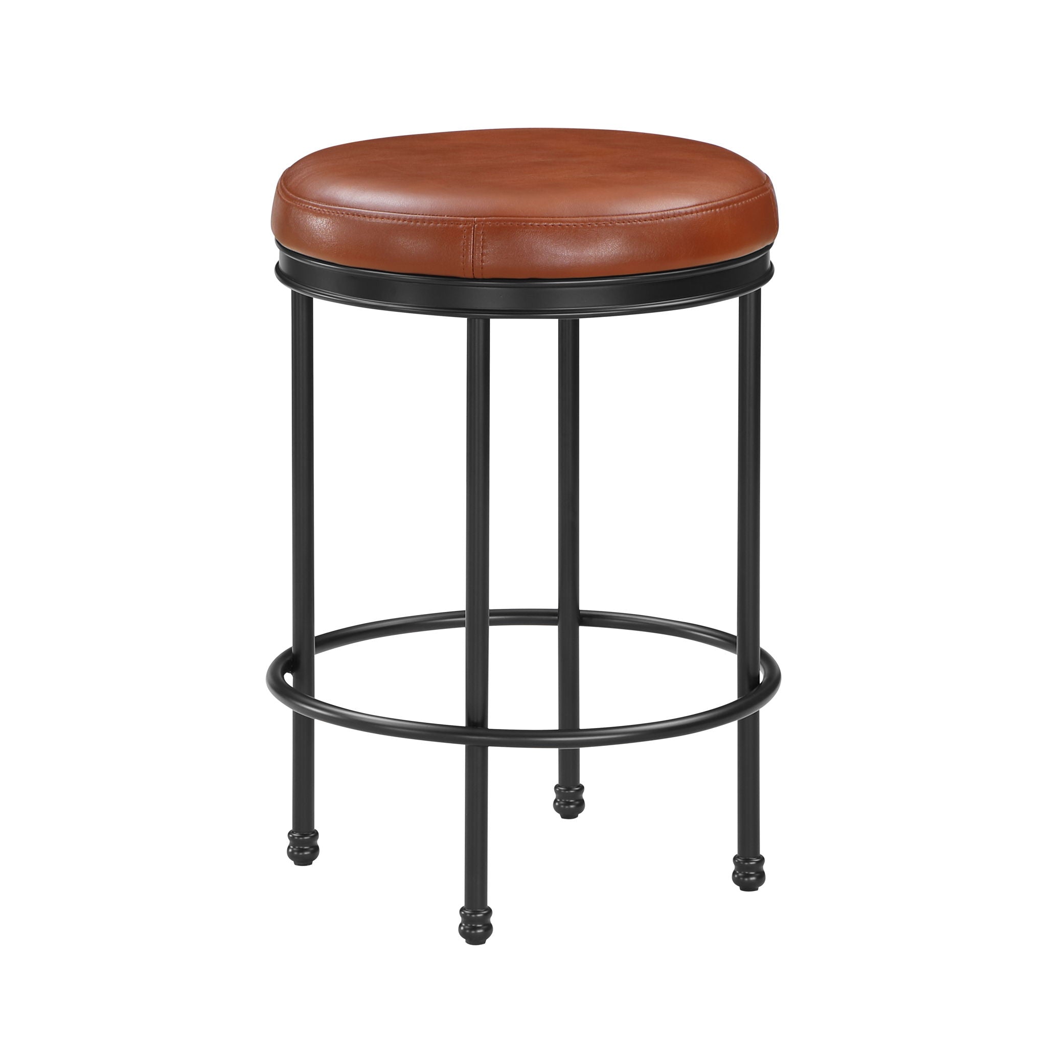 Michael - Backless Counter Height Stool With Padded Seat And Powder Coated Frame - Caramel - Best Buy Furniture