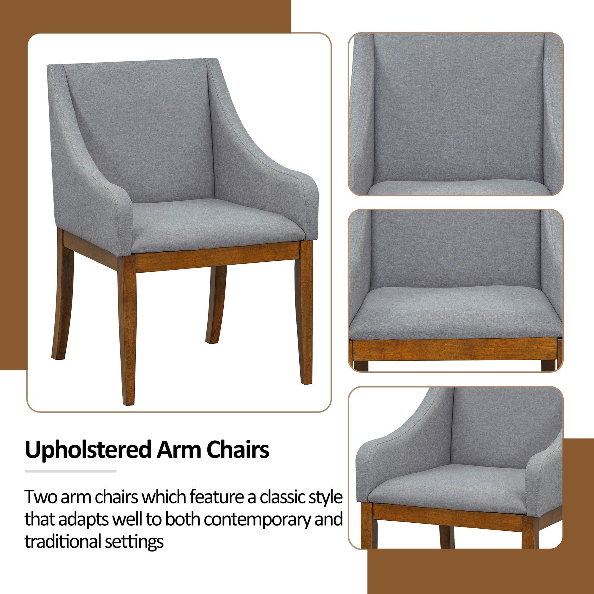 Topmax - 7 Piece Rustic Extendable Dining Table Set With Removable Leaf, 2 Arm Chairs And 4 Armless Chairs - Best Buy Furniture