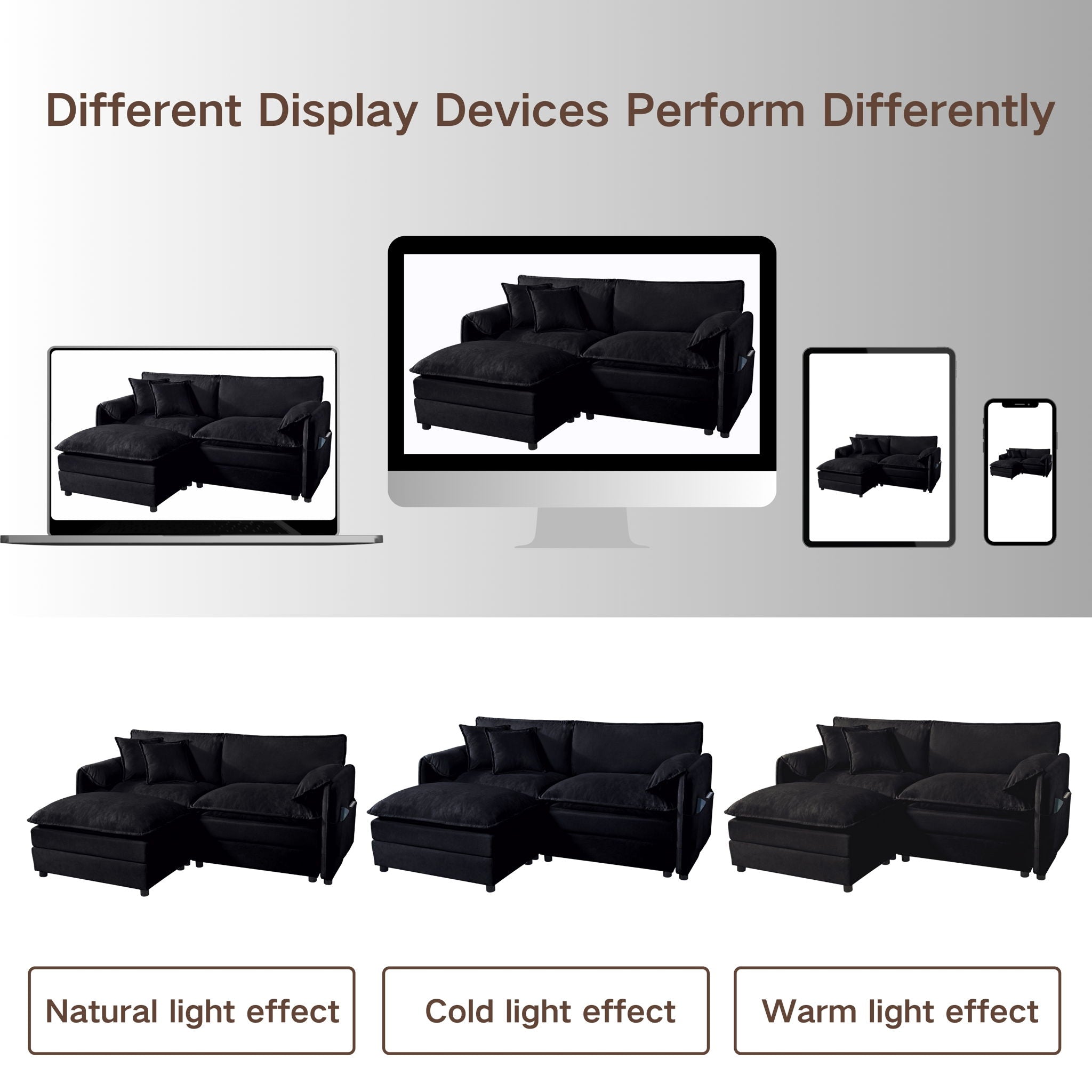 Modern Chenille Oversized Deep Seat Luxury 2 Piece Sofa Set With 4 Pillows - Best Buy Furniture