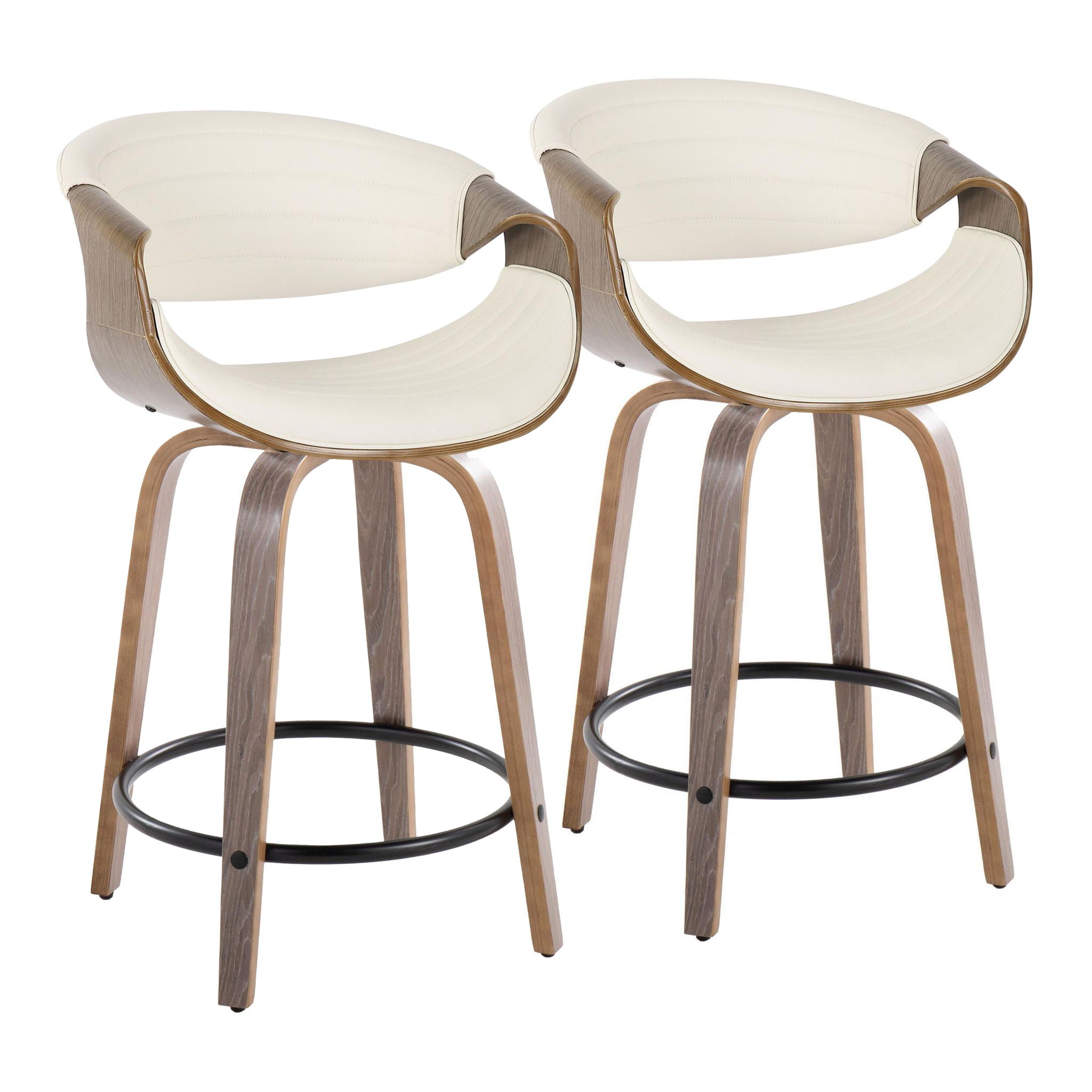 Symphony - Mid Century Modern Fixed Height Counter Stool With Swivel And Round Footrest (Set of 2) - Best Buy Furniture