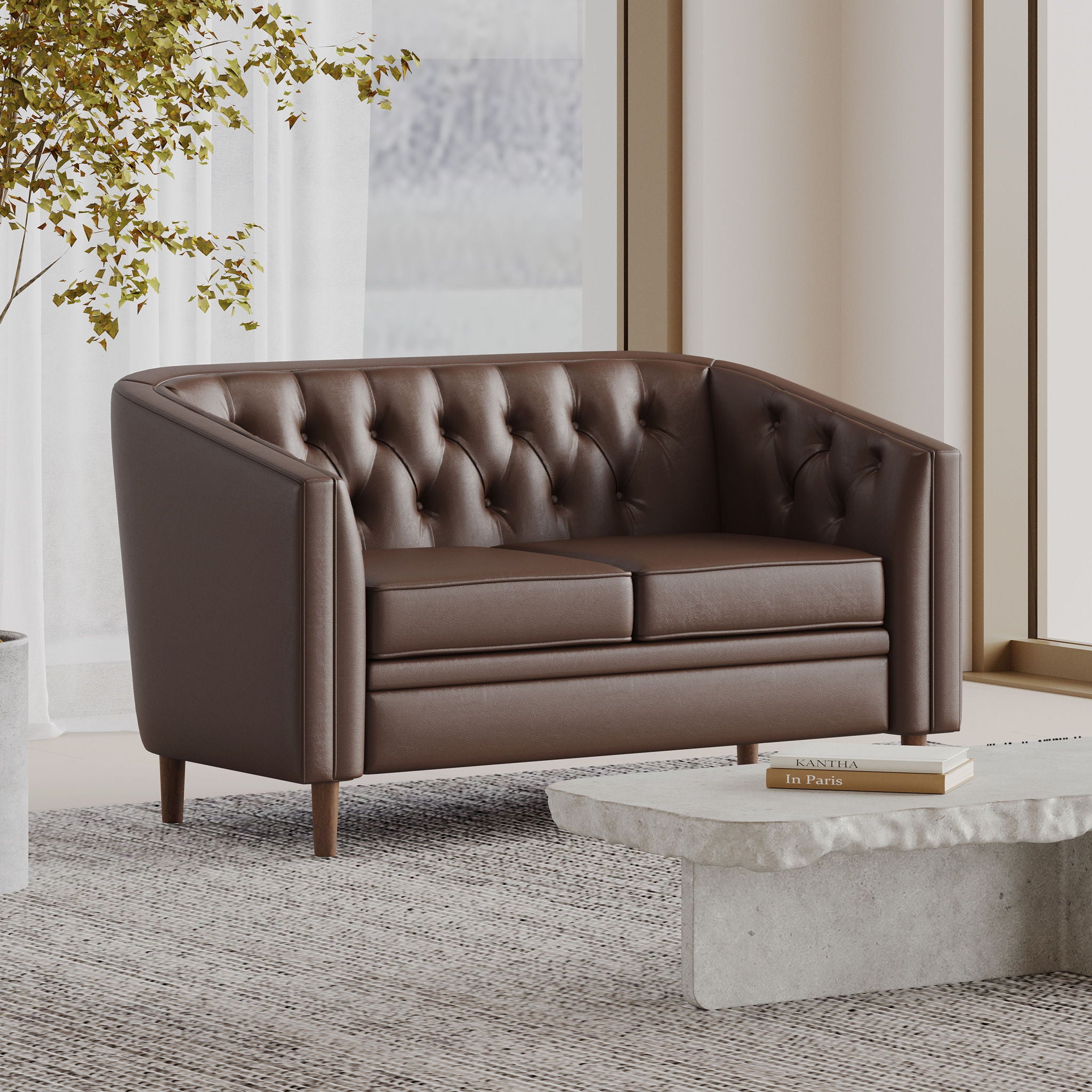 Sophisticated Loveseat With Diamond Stitched Detailing