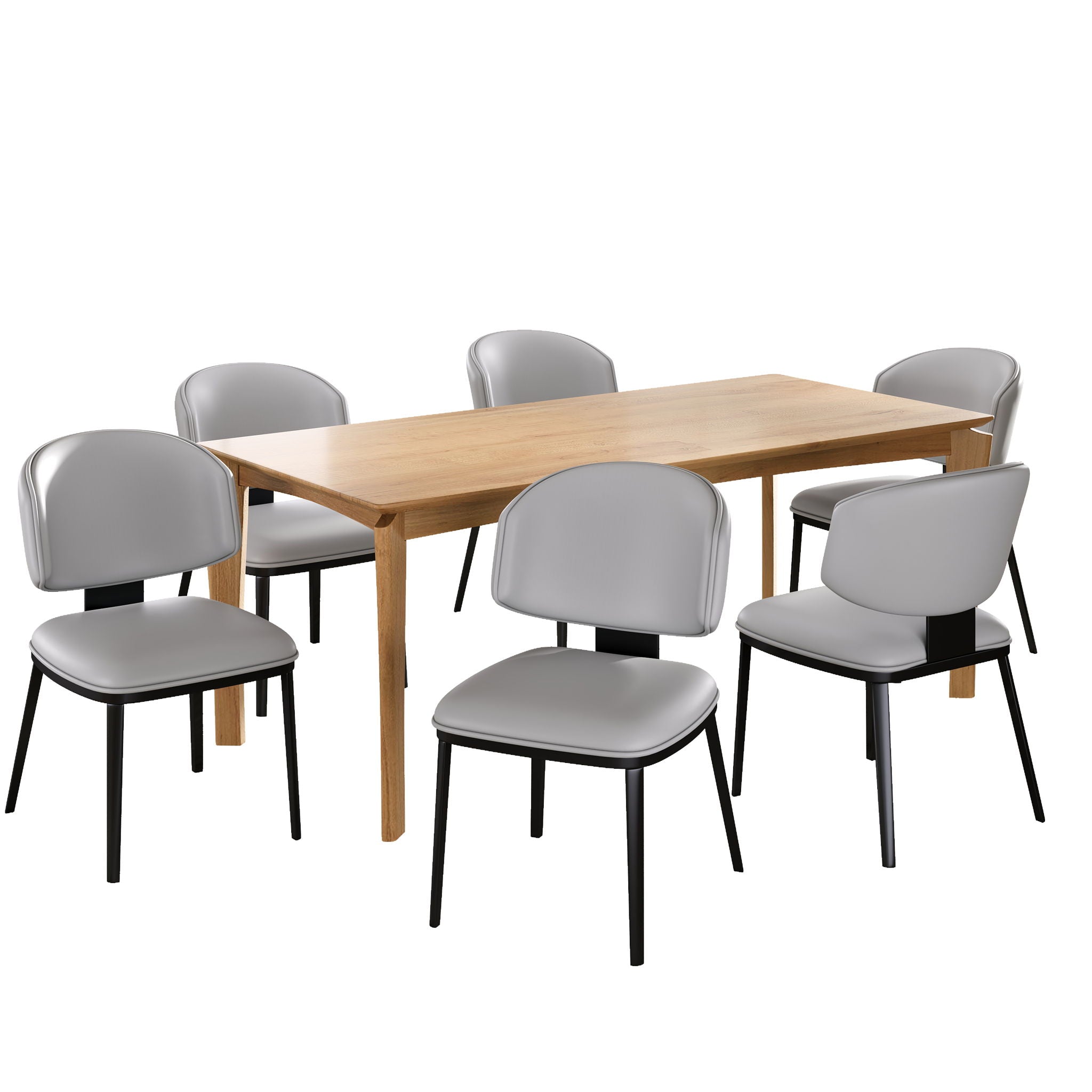 7 Pieces Contemporary Dining Set With Faux Leather Chairs - Best Buy Furniture