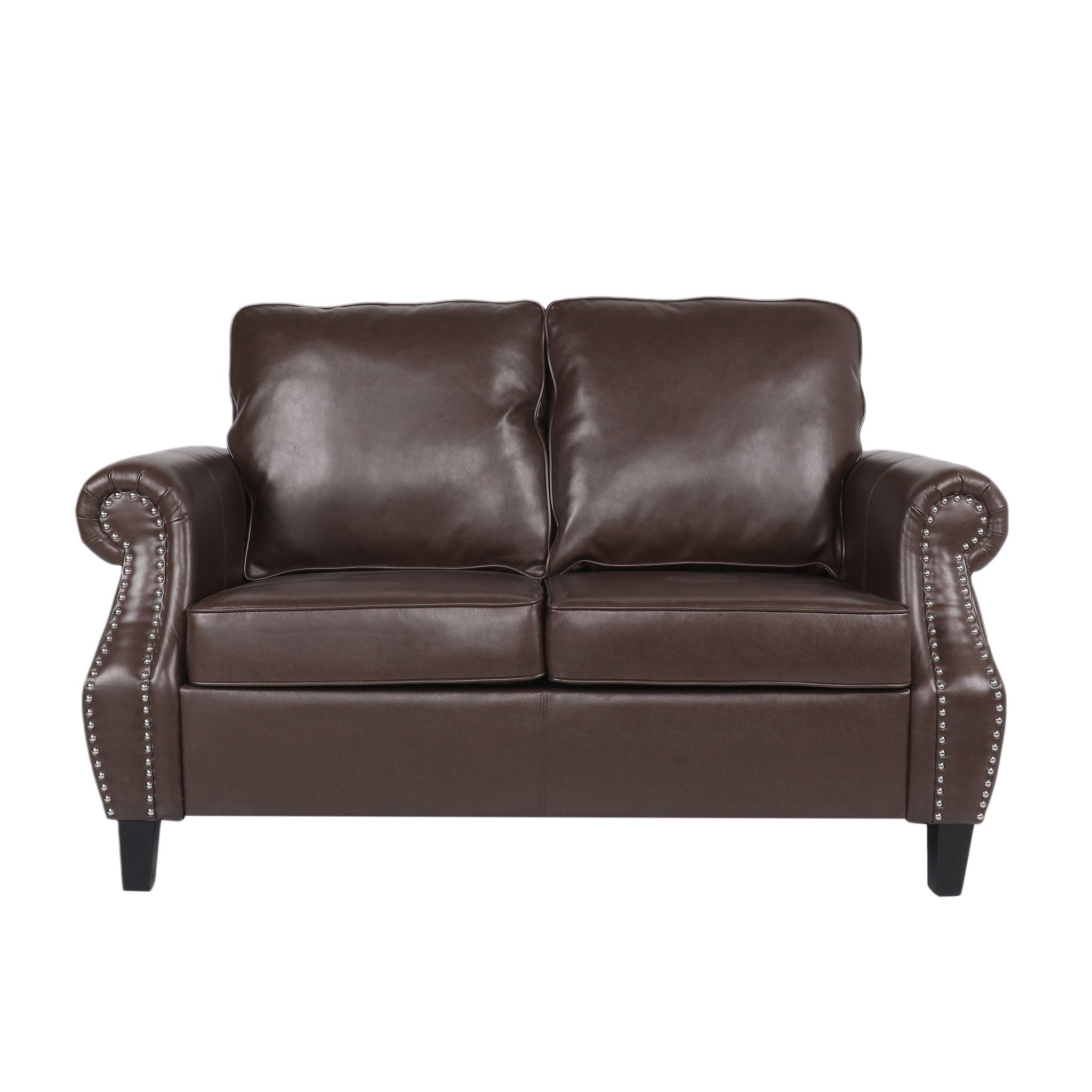 Contemporary Loveseat With Nailhead Trim - Dark Brown - Best Buy Furniture
