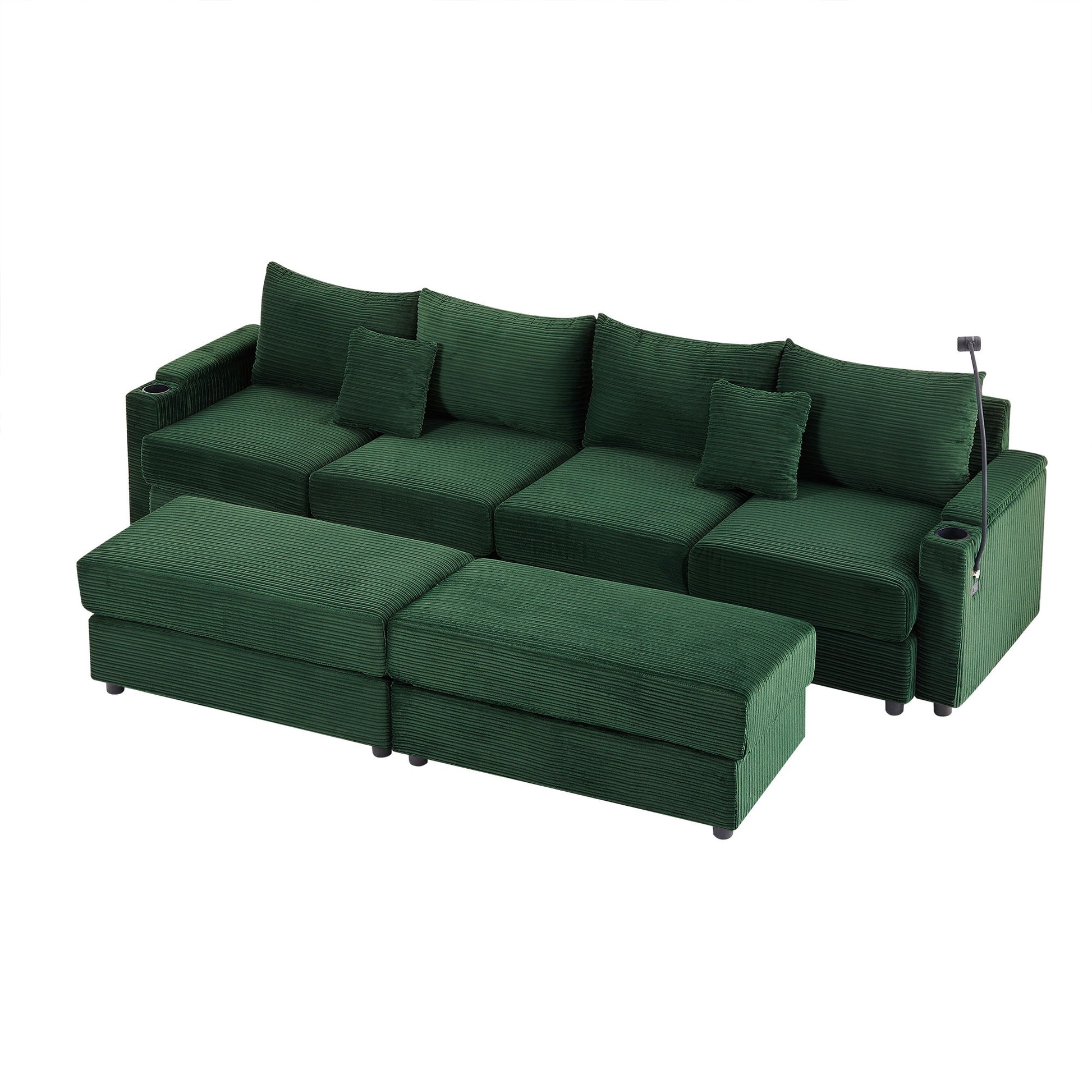 Modern Style Loveseat Sofa Sectional Sofa Couch With Storage Space, A Movable Ottoman, Two USB Ports, Two Cup Holders, A Phone Holder For Living Room - Best Buy Furniture