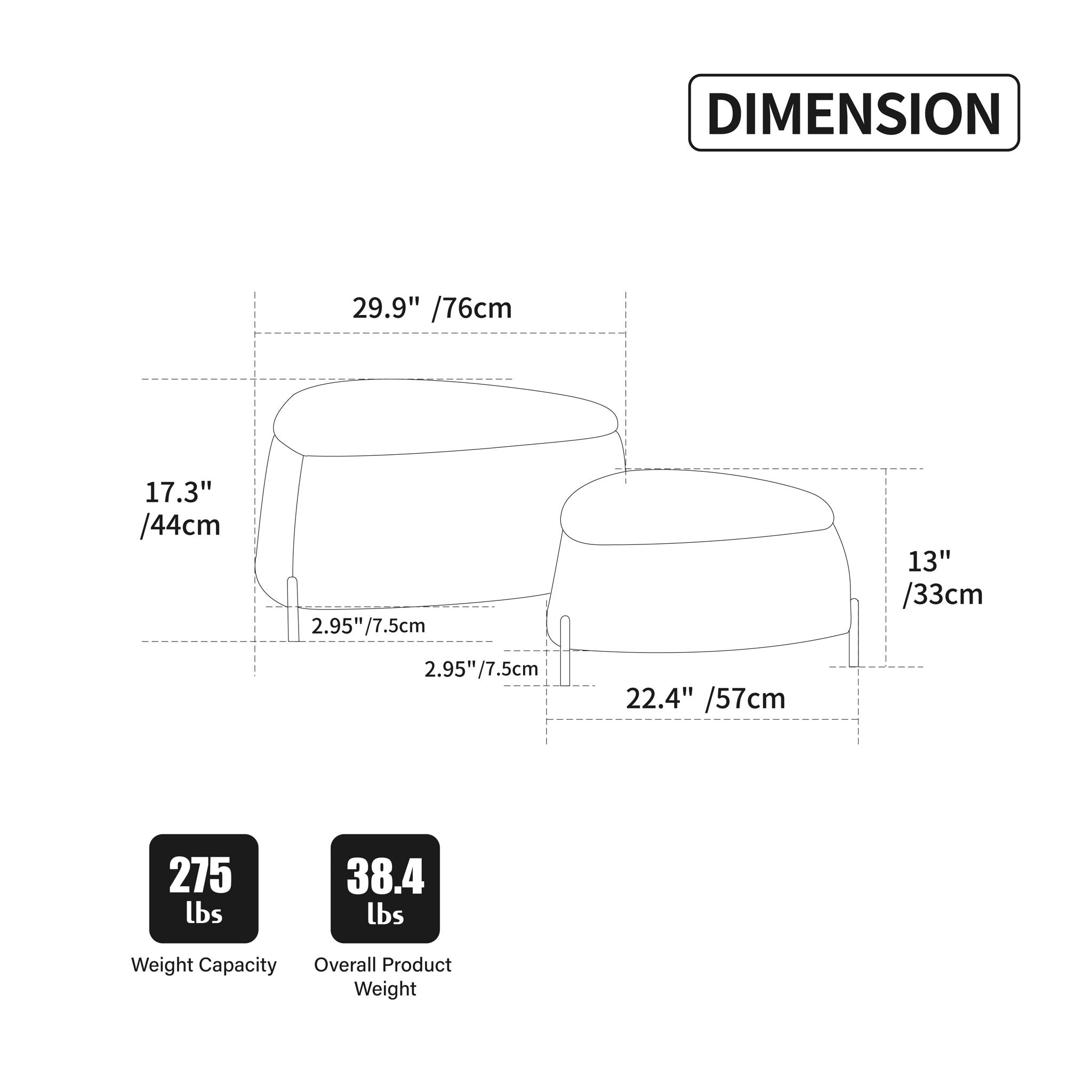 Upholstered Storage Ottoman Set With Reversible Lid - Best Buy Furniture