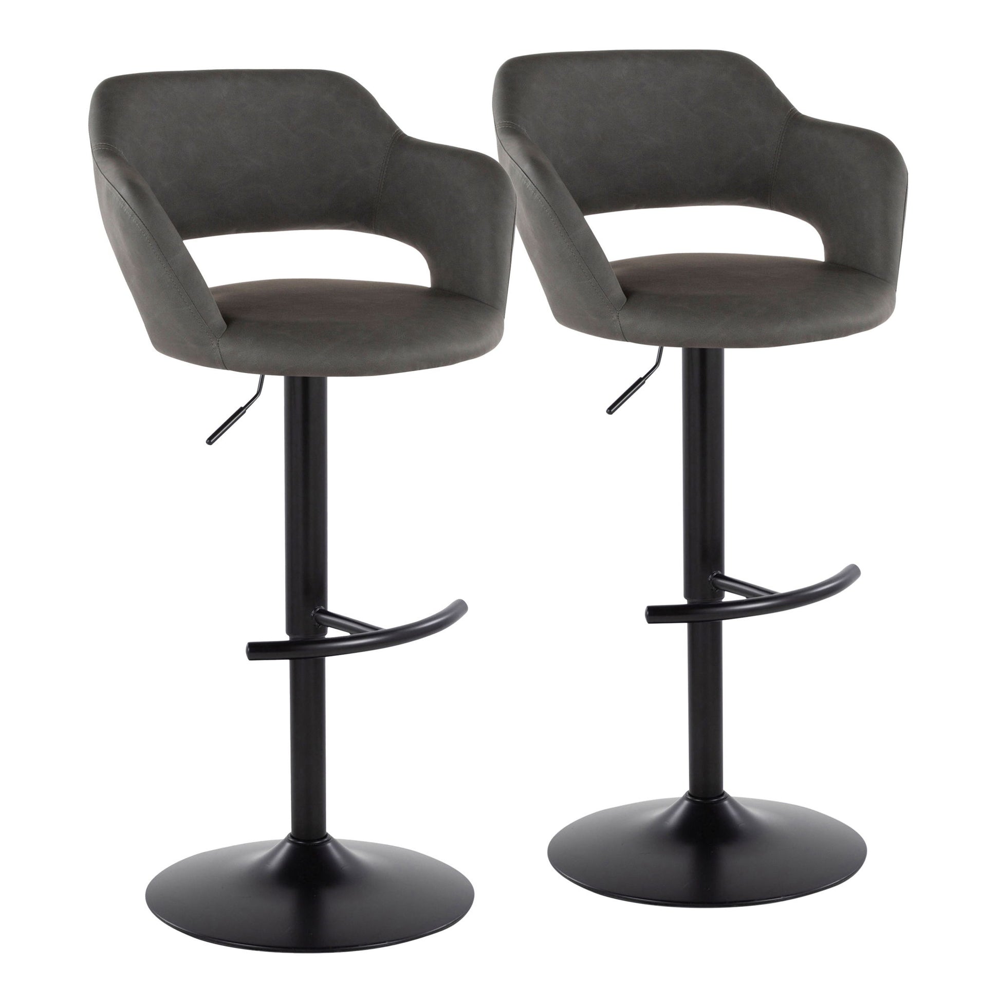 Margarite - Contemporary Adjustable Barstool With Swivel With Rounded T Footrest (Set of 2) - Best Buy Furniture