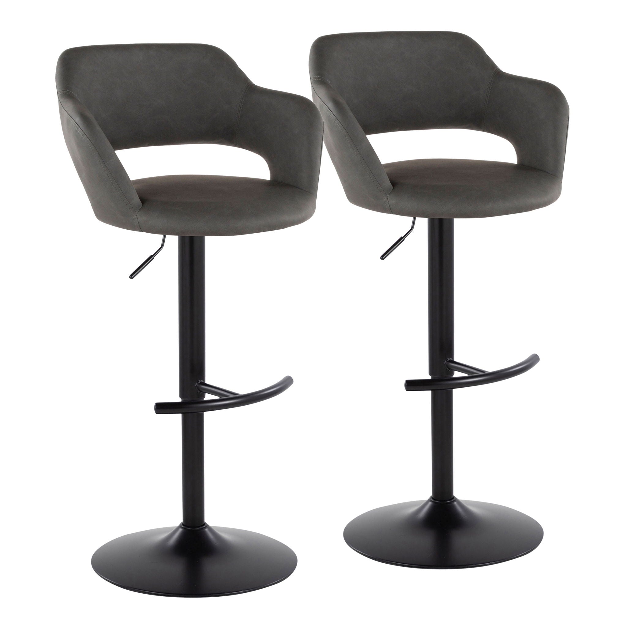 Margarite - Contemporary Adjustable Barstool With Swivel With Rounded T Footrest (Set of 2) - Best Buy Furniture