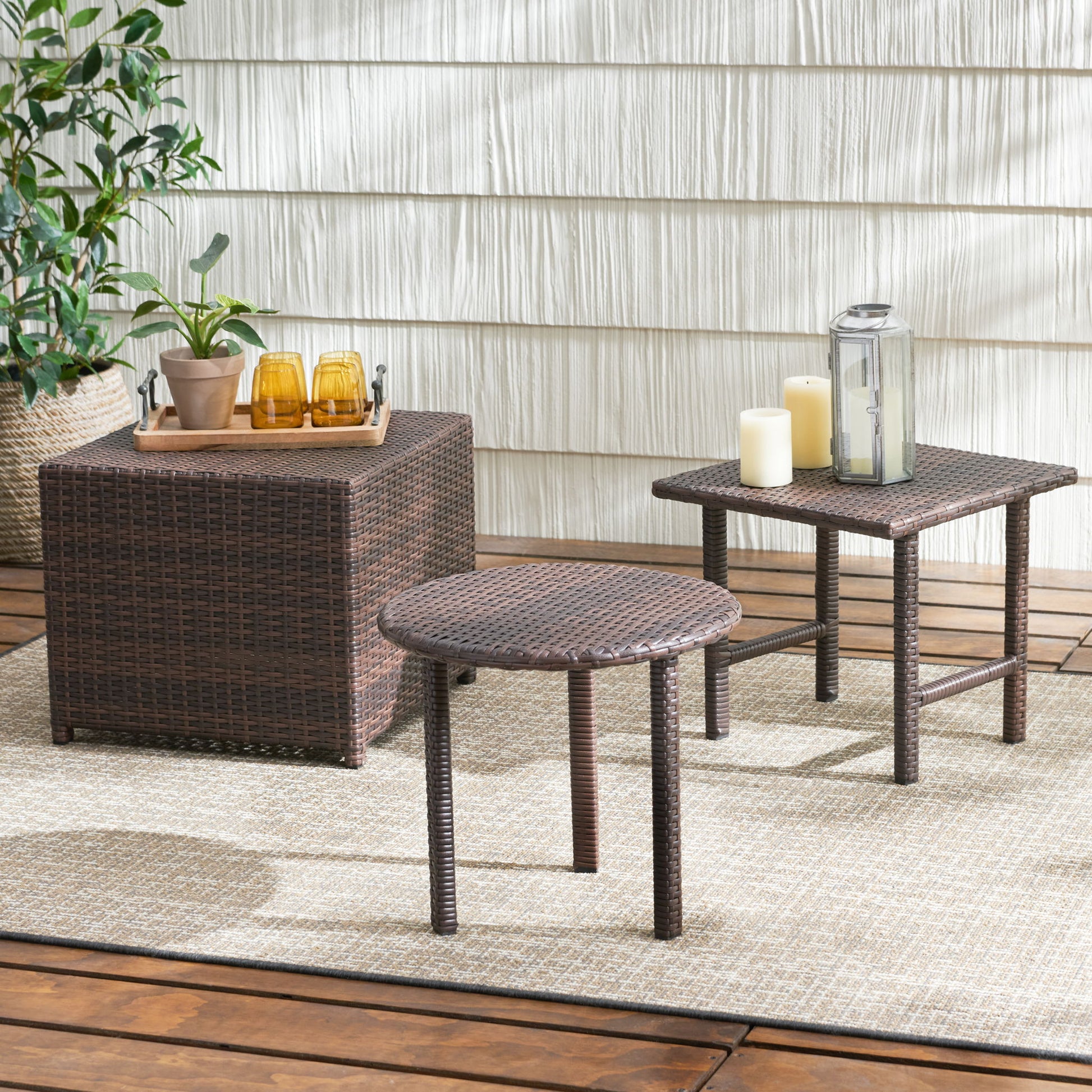 Lido - 3 Pieces Table Set - Brown Multi - Best Buy Furniture