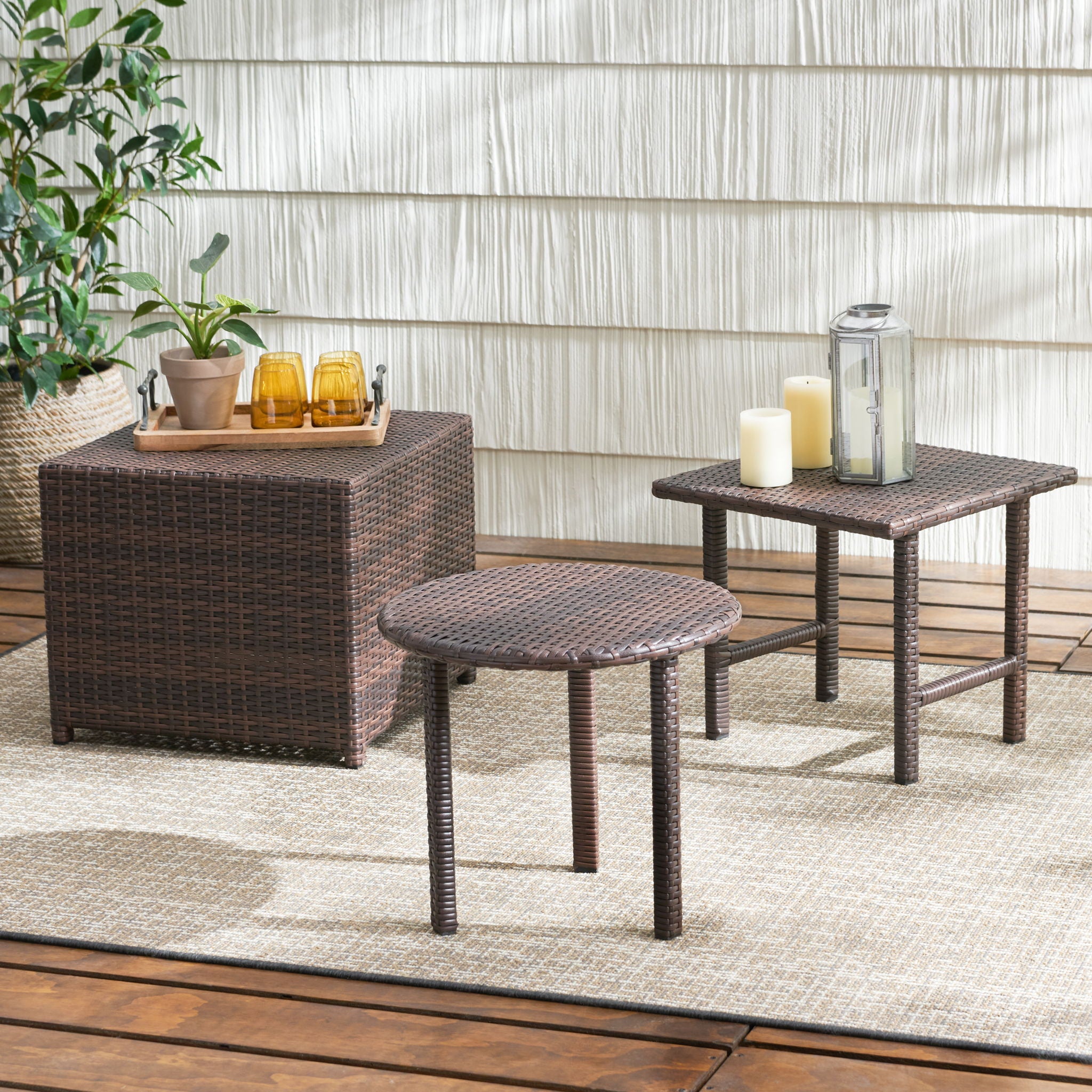Lido - 3 Pieces Table Set - Brown Multi - Best Buy Furniture