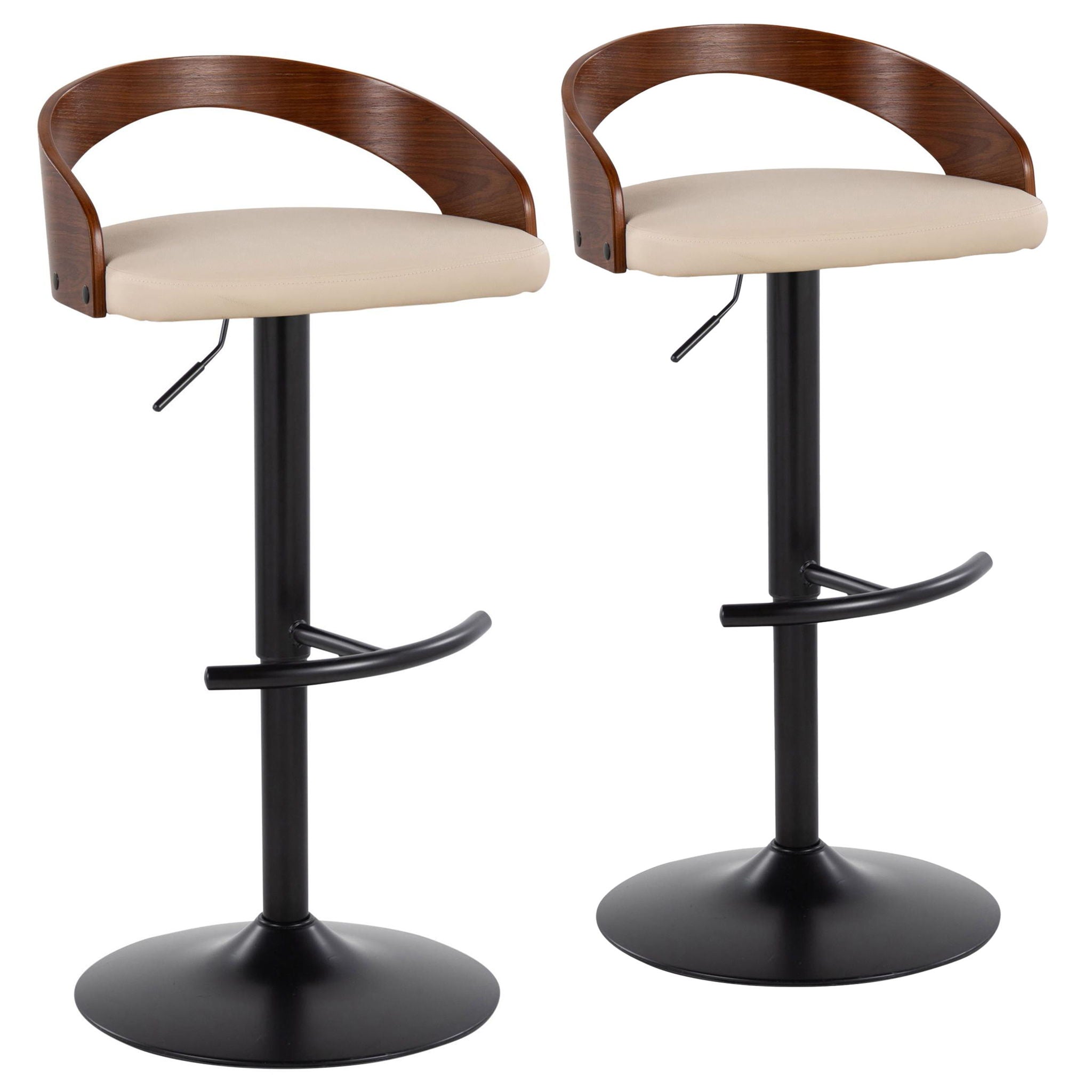 Grotto - Contemporary Adjustable Barstool With Swivel With Rounded T Footrest (Set of 2) - Best Buy Furniture