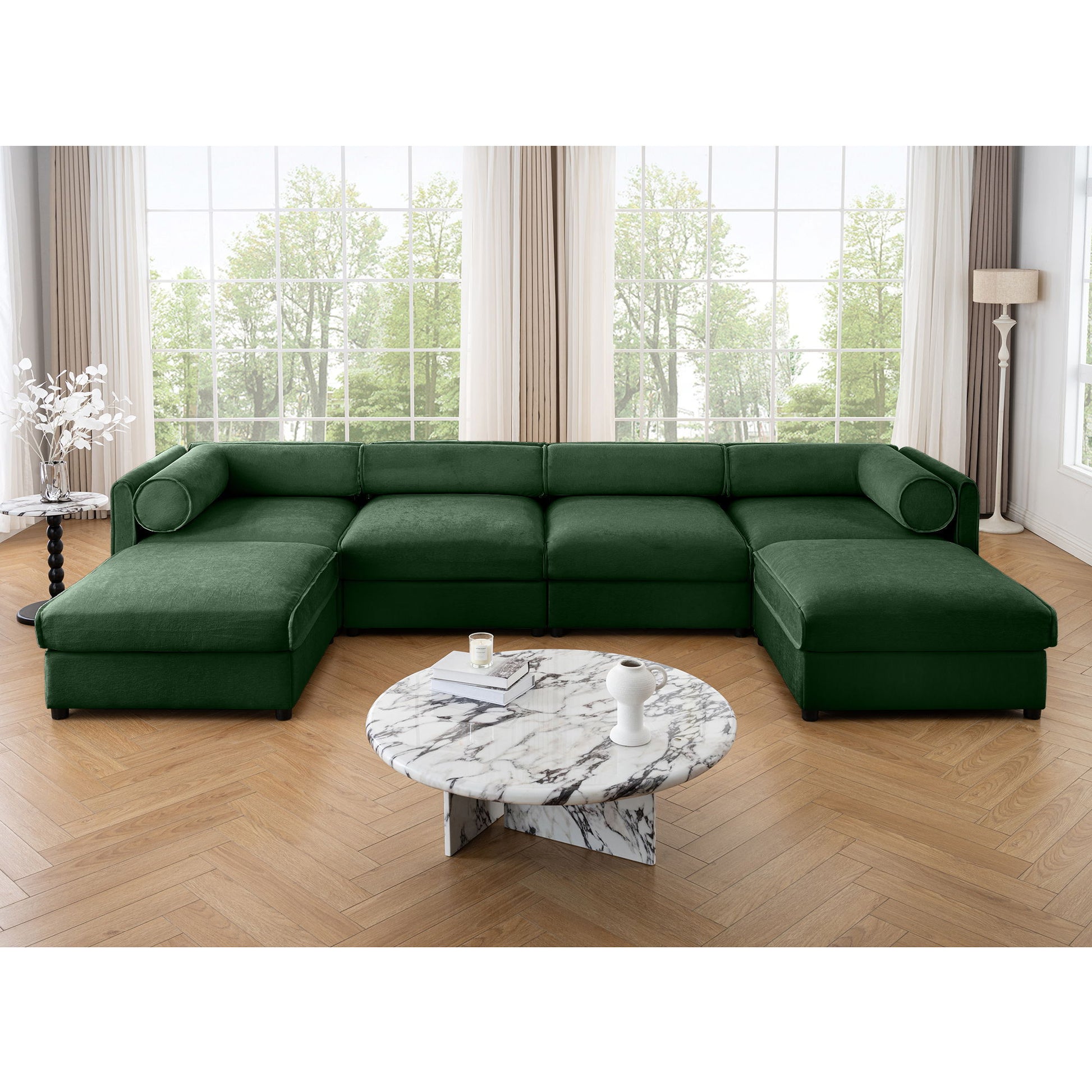 Contemporary Elegant White Chenille Sofa With Storage And Ottoman - Best Buy Furniture