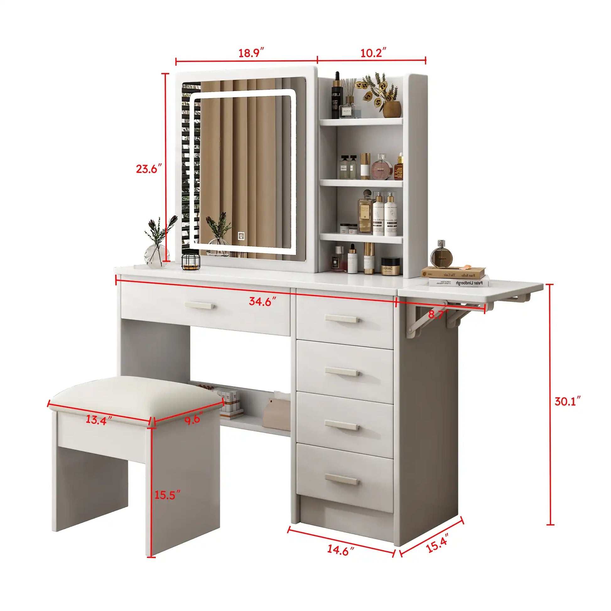 Cosima Modern White Makeup Vanity With Stool - Best Buy Furniture