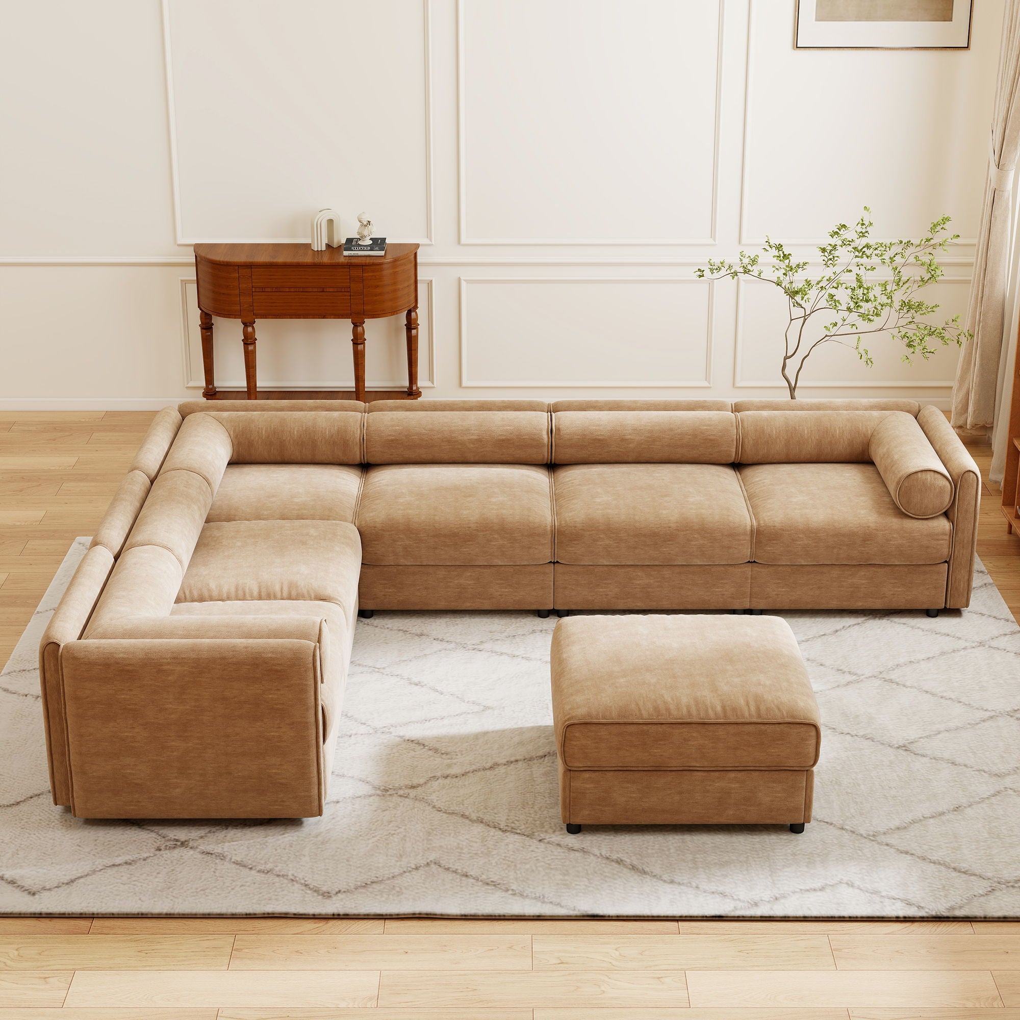 Contemporary Elegant White Chenille Sofa With Storage And Ottoman - Best Buy Furniture