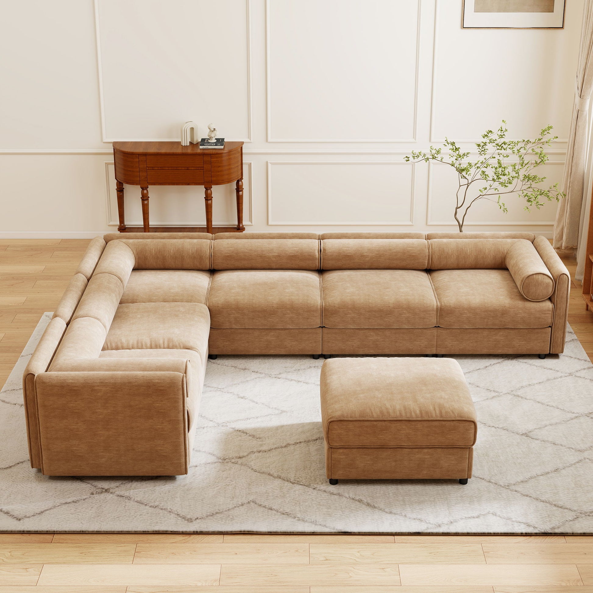 Contemporary Elegant White Chenille Sofa With Storage And Ottoman - Best Buy Furniture