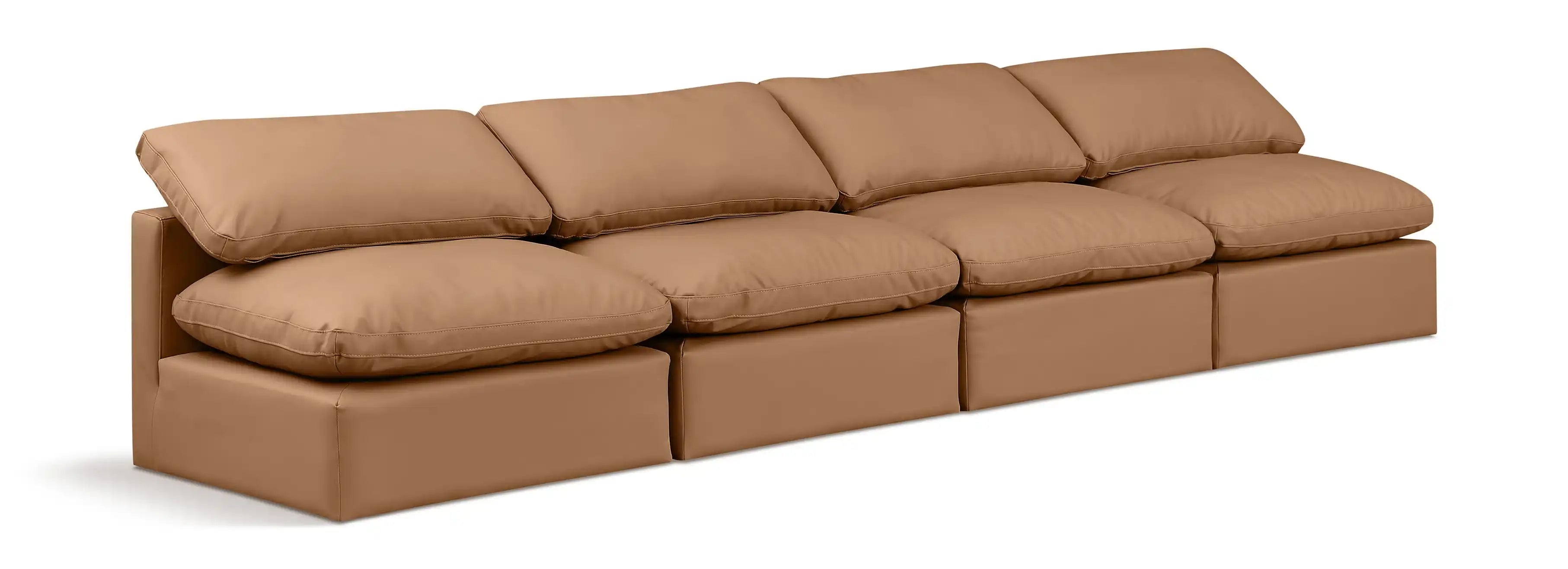 Indulge - Faux Leather 4 Seat Modular Armless Sofa - Best Buy Furniture