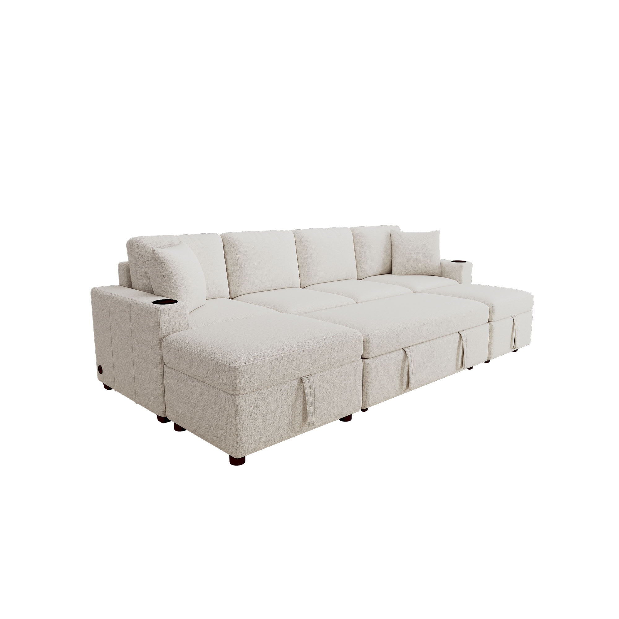 Sectional Sofa Convertible Pull-Out Bed With Storage Ottoman & USB Ports - Best Buy Furniture