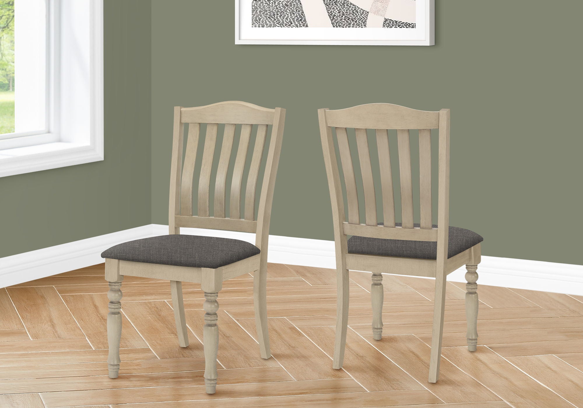 Dining Chair, Upholstered, Side, Transitional (Set of 2) - Gray - Best Buy Furniture