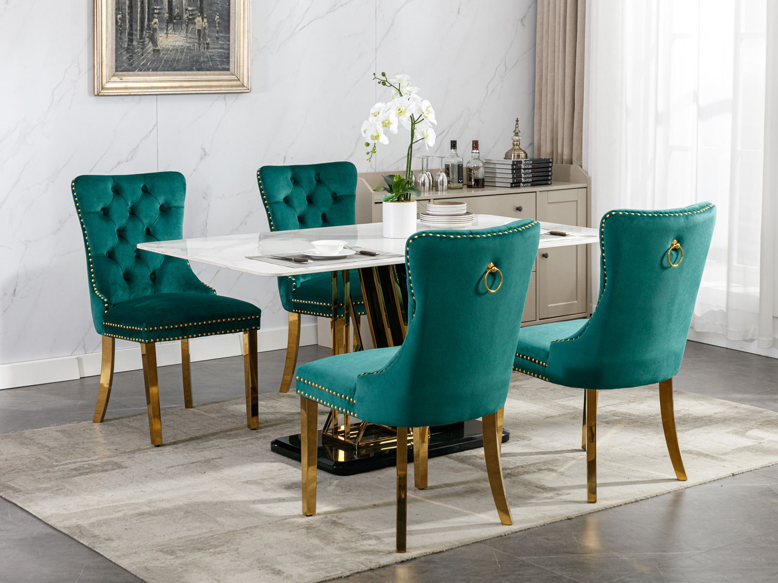 Nikki - Modern, High-End Tufted Solid Wood Contemporary Velvet Upholstered Dining Chair With Golden Stainless Steel Plating Legs, Nailhead Trim (Set of 2) - Best Buy Furniture