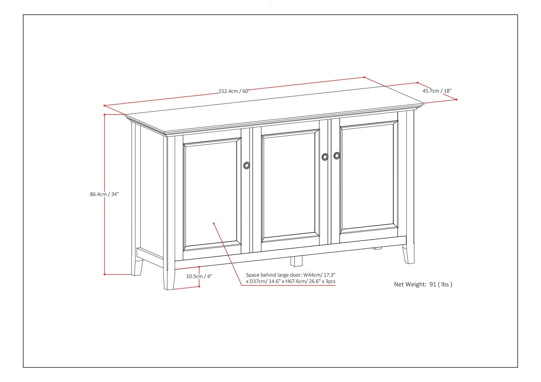 Amherst - Wide 3 Door Storage Cabinet - Hickory Brown - Best Buy Furniture