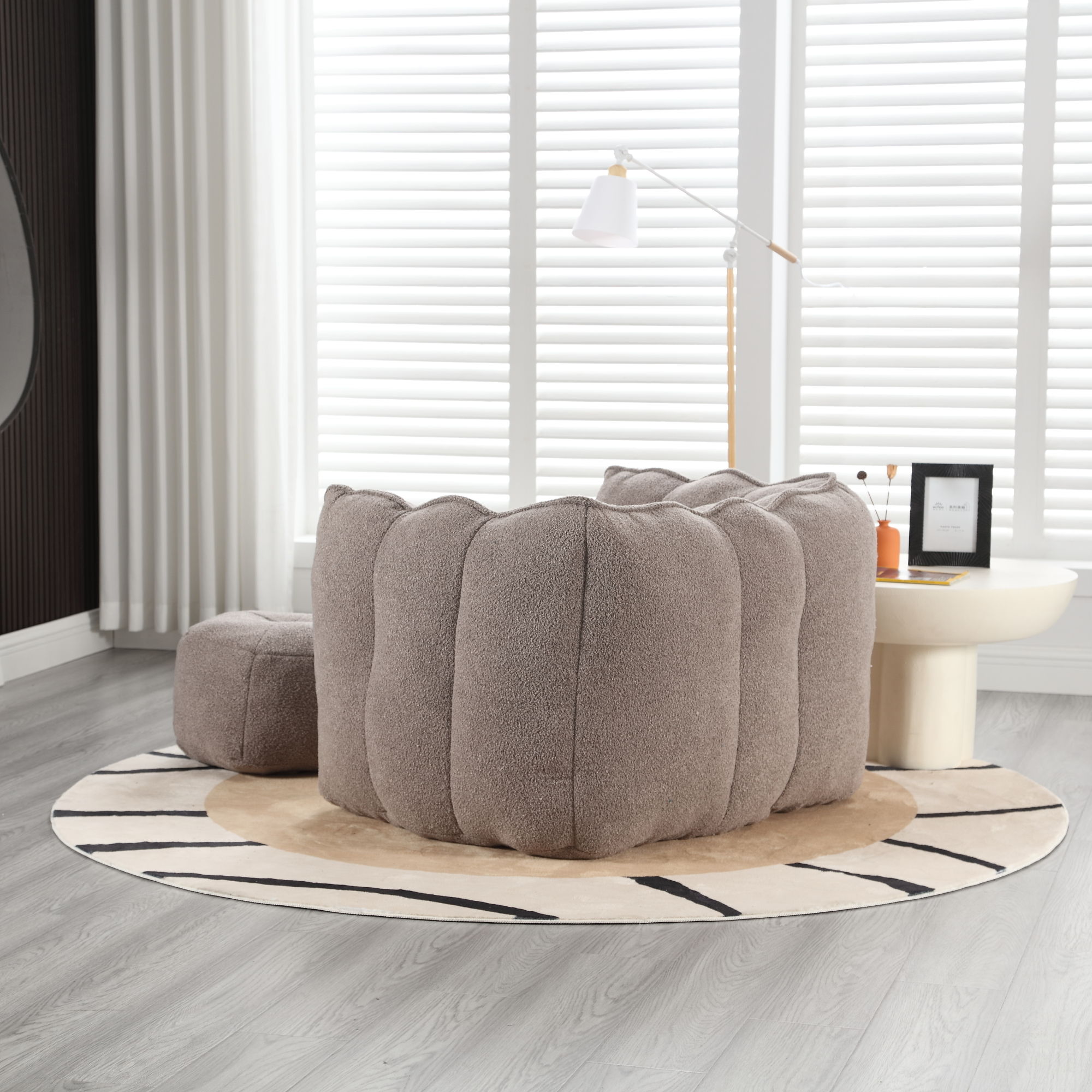 Soft Chenille Bean Bag Chair With High Resilient Foam