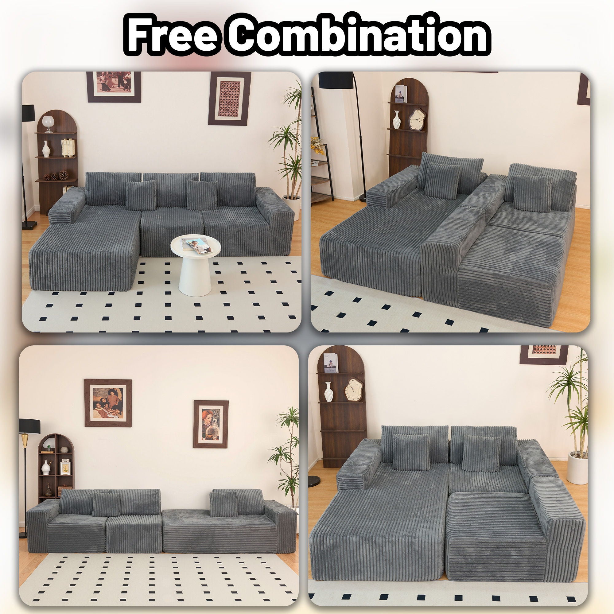 Modern Cloud Sectional Sofa With L-Shape Chaise