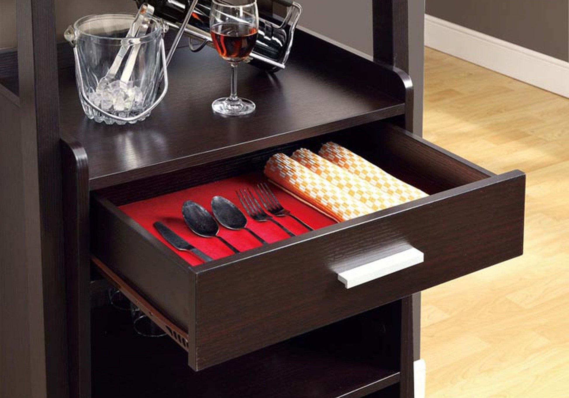 Home Bar Wine Rack Storage Cabinet - Espresso - Best Buy Furniture