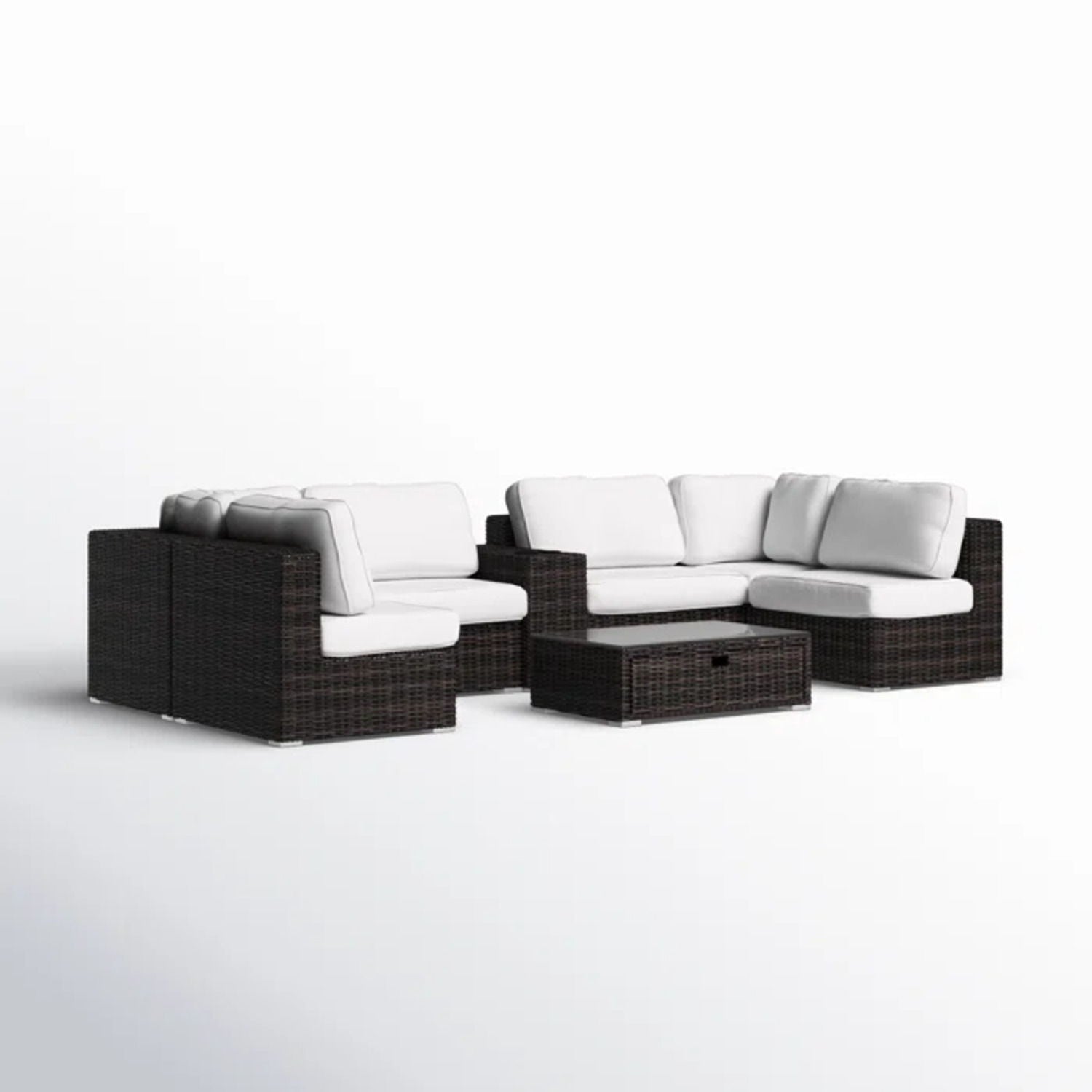 Elegant 4 Person Wicker Patio Seating Set With Cushions And Glass Top Table - Best Buy Furniture